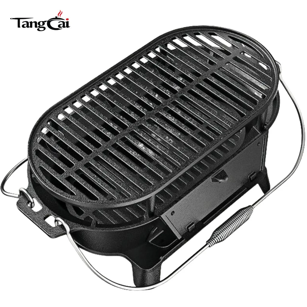 Source Factory Mini Camp Gear Petit barbecue portable au charbon de bois en fonte, r&eacute;chaud de camping id&eacute;al pour les pique-niques en int&eacute;rieur et en ext&eacute;rieur