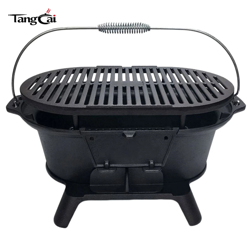 Source Factory Mini Camp Gear Petit barbecue portable au charbon de bois en fonte, r&eacute;chaud de camping id&eacute;al pour les pique-niques en int&eacute;rieur et en ext&eacute;rieur