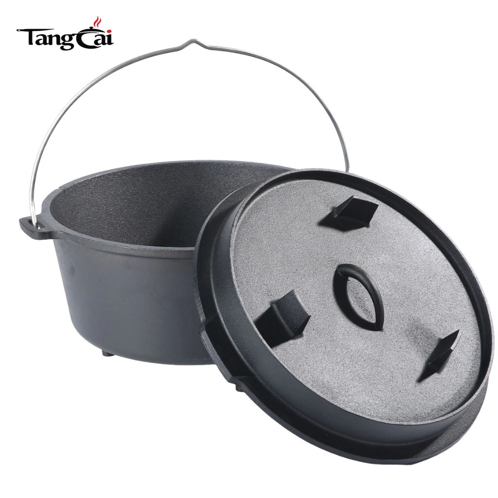 Fourniture d'usine Marmite de camping antiadh&eacute;sive en fonte de 6&nbsp;QT avec couvercle, batterie de cuisine d'ext&eacute;rieur robuste