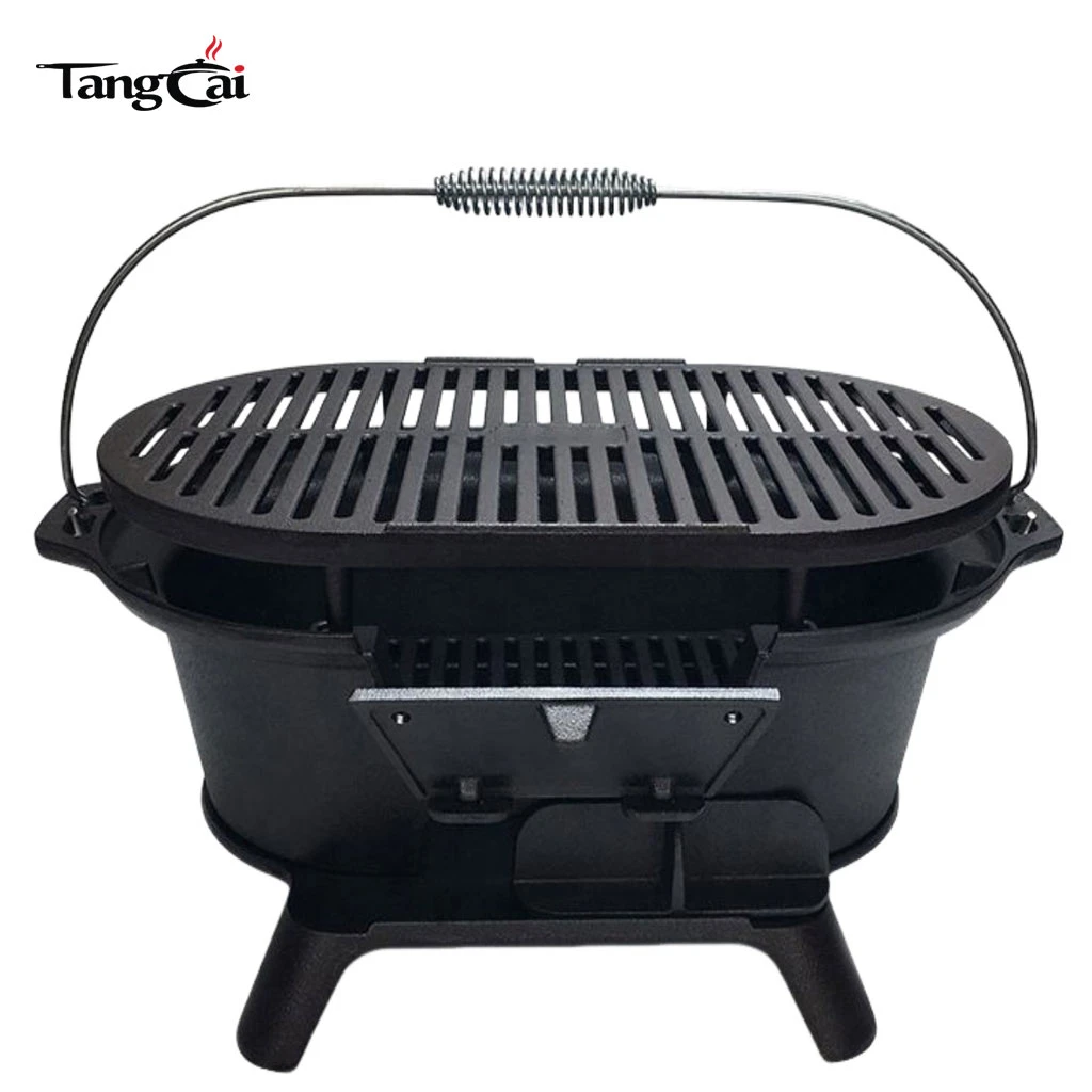 Source Factory Mini Camp Gear Petit barbecue portable au charbon de bois en fonte, r&eacute;chaud de camping id&eacute;al pour les pique-niques en int&eacute;rieur et en ext&eacute;rieur