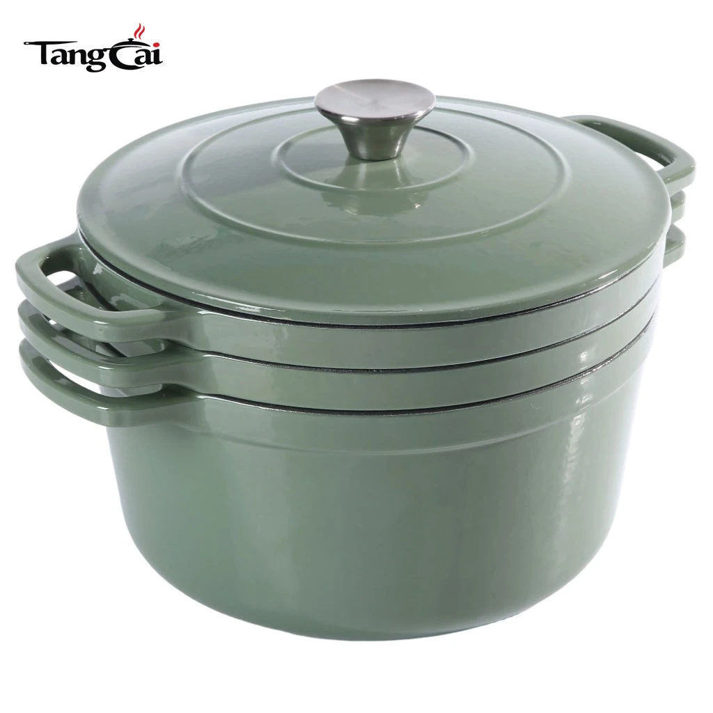 B2B Cookware Expert Offre sp&eacute;ciale batterie de cuisine empilable en &eacute;mail, casserole 3 en 1 de 5 QT avec couvercle, po&ecirc;le de 10&nbsp;pouces, po&ecirc;le &agrave; frire de 4 QT avec couvercle