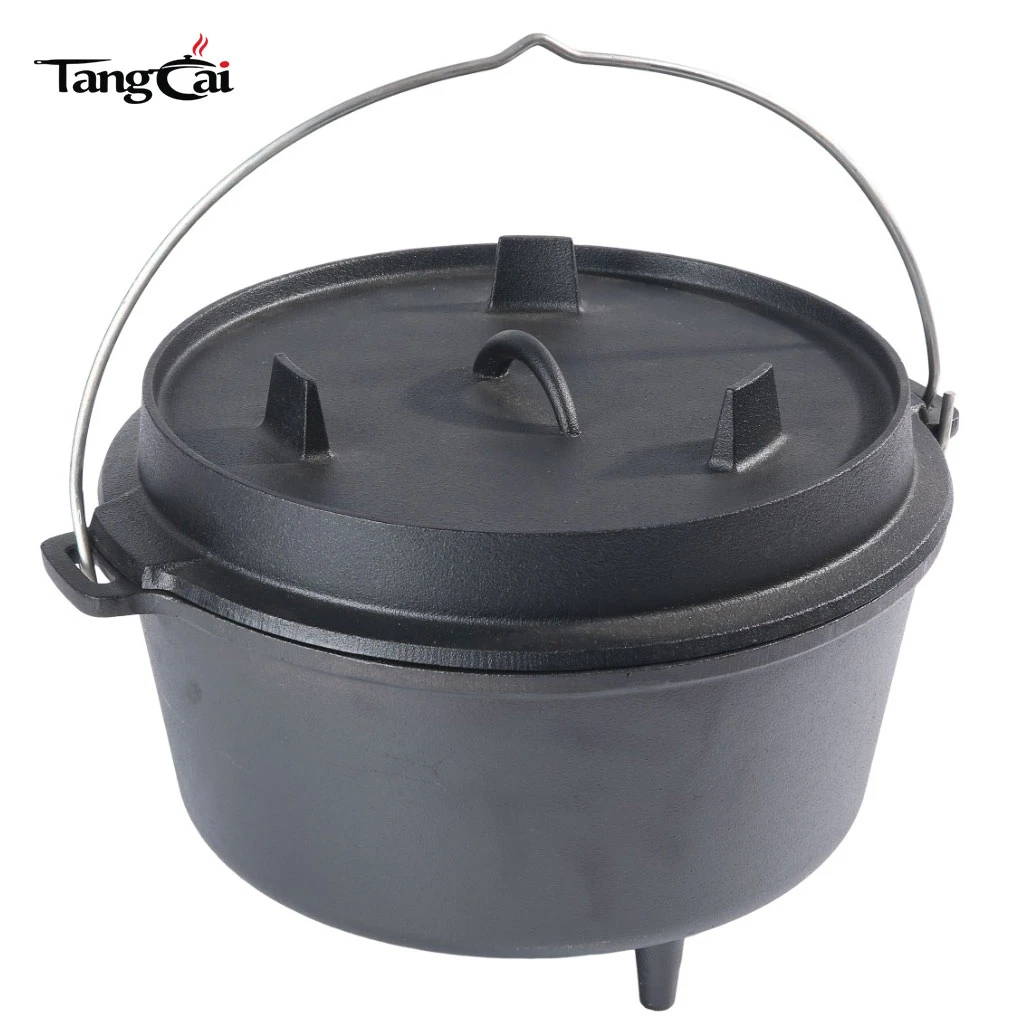 Fourniture d'usine Marmite de camping antiadh&eacute;sive en fonte de 6&nbsp;QT avec couvercle, batterie de cuisine d'ext&eacute;rieur robuste