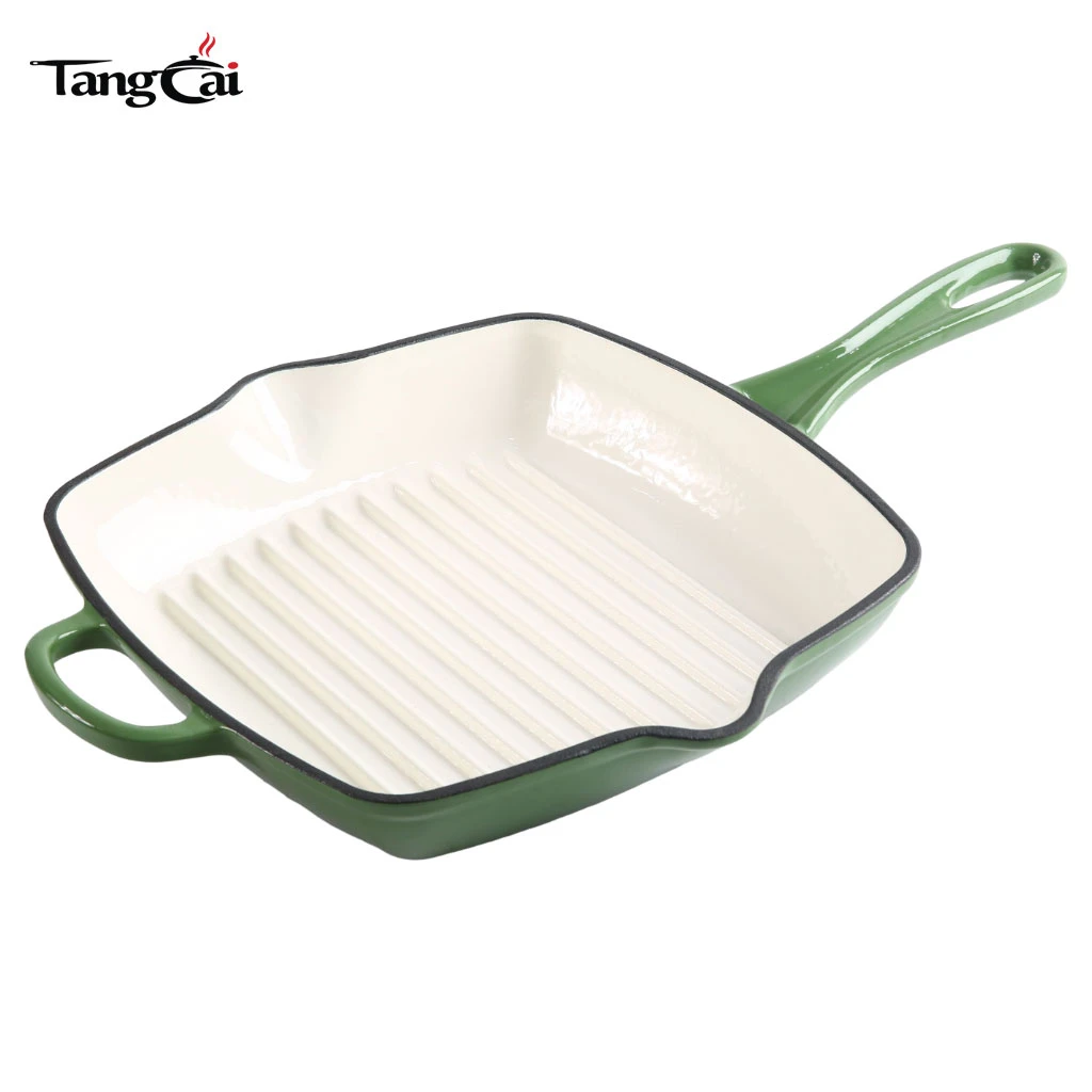 Po&ecirc;le &agrave; steak carr&eacute;e en fonte &eacute;maill&eacute;e - Po&ecirc;le carr&eacute;e avec bec verseur, pour toutes les tables de cuisson, gril parfait Marques