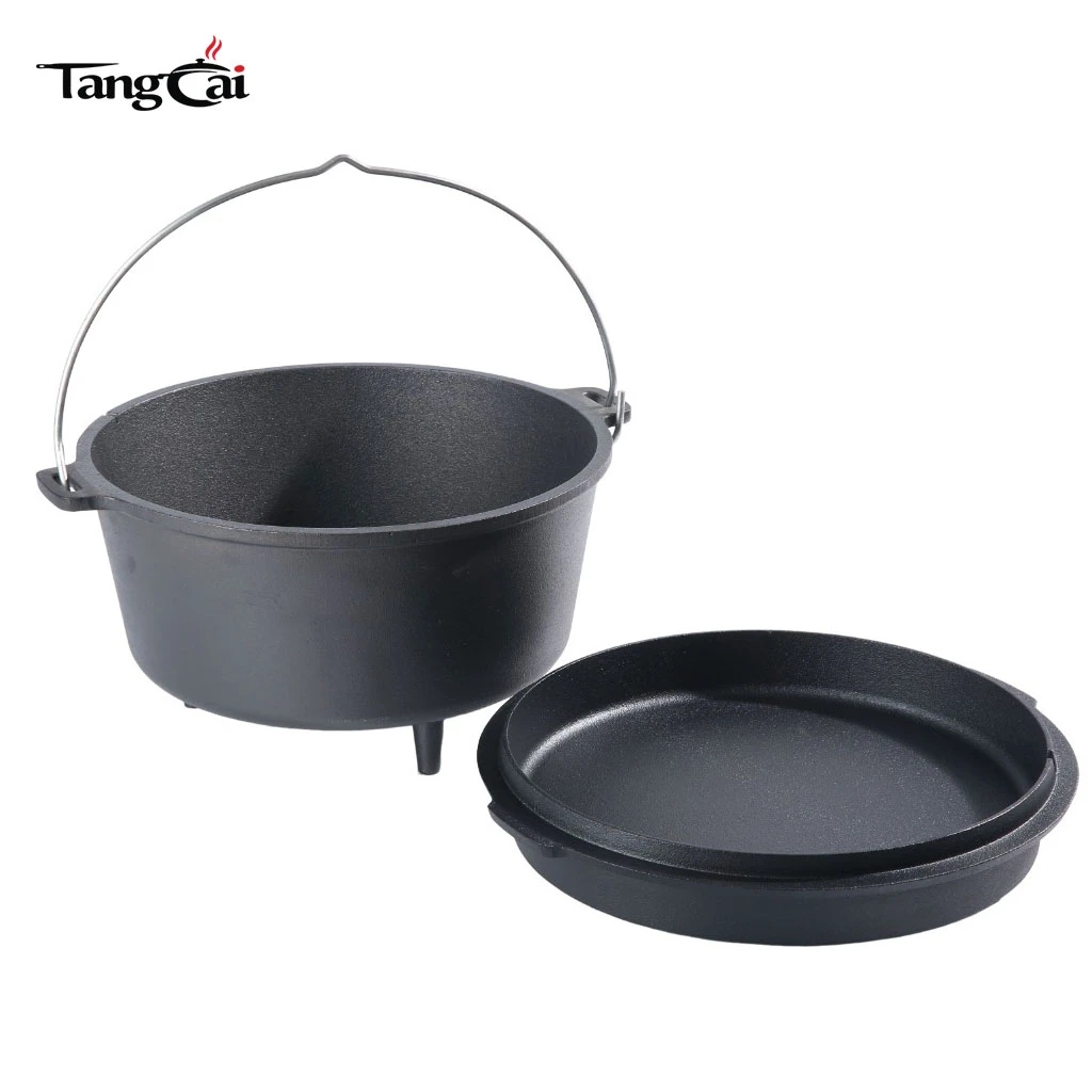Fourniture d'usine Marmite de camping antiadh&eacute;sive en fonte de 6&nbsp;QT avec couvercle, batterie de cuisine d'ext&eacute;rieur robuste