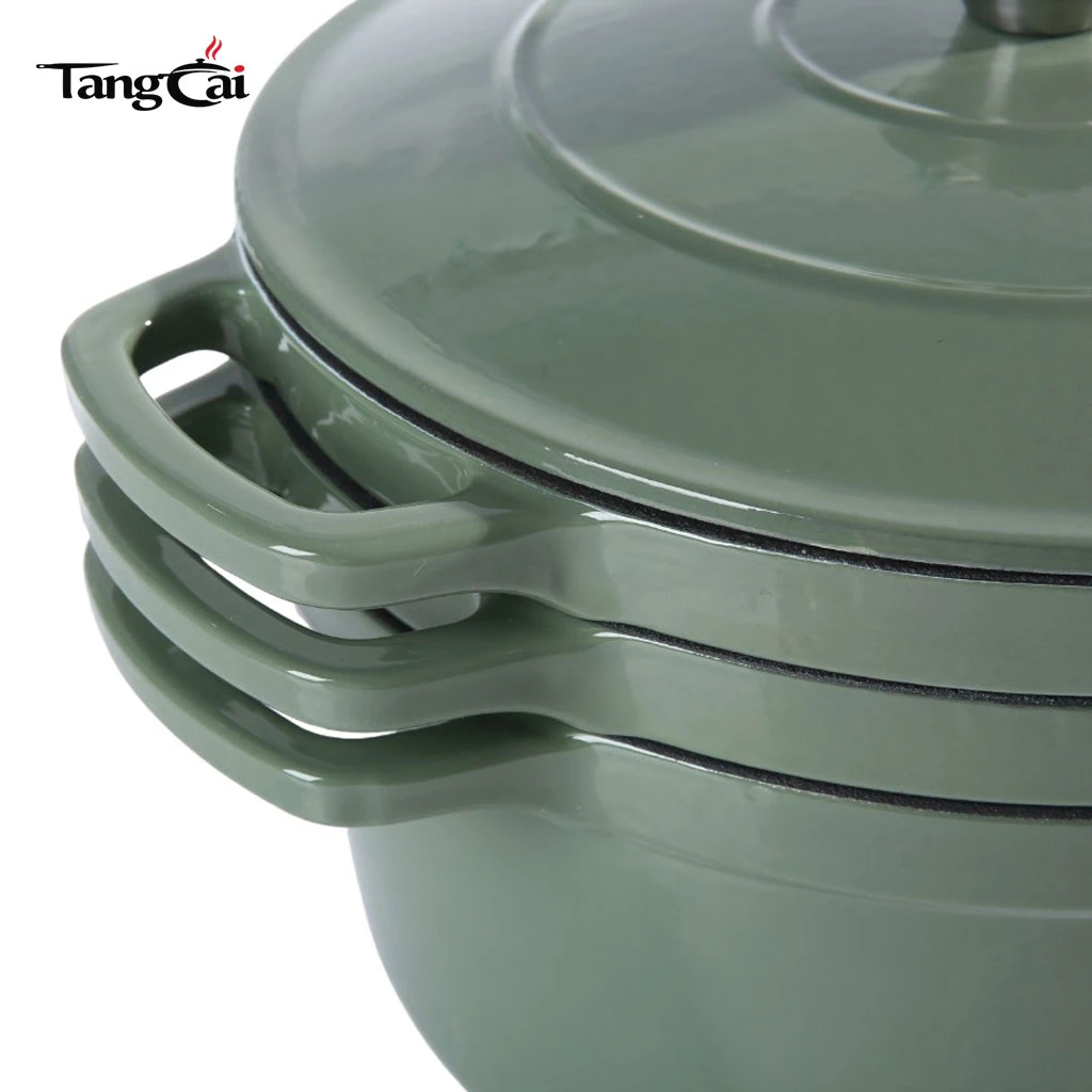 B2B Cookware Expert Offre sp&eacute;ciale batterie de cuisine empilable en &eacute;mail, casserole 3 en 1 de 5 QT avec couvercle, po&ecirc;le de 10&nbsp;pouces, po&ecirc;le &agrave; frire de 4 QT avec couvercle
