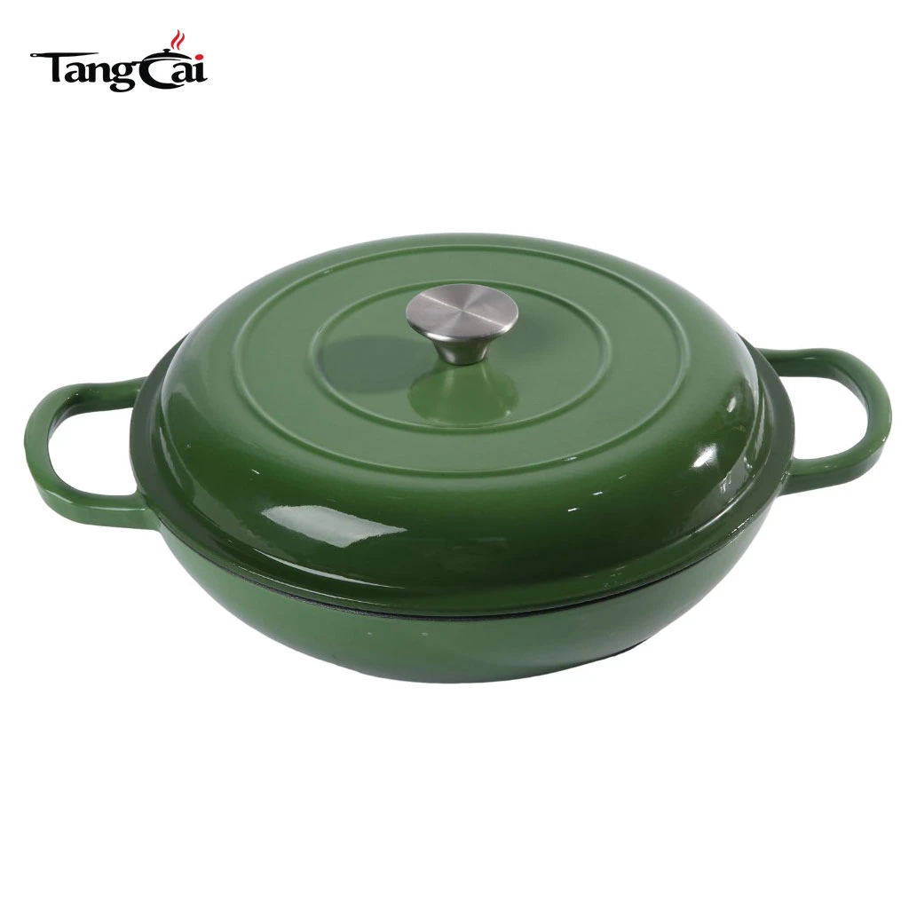 Conception leader du march&eacute;&nbsp;3,8&nbsp;QT&nbsp;30&nbsp;cm de cocotte en fonte peu profonde avec rev&ecirc;tement en &eacute;mail