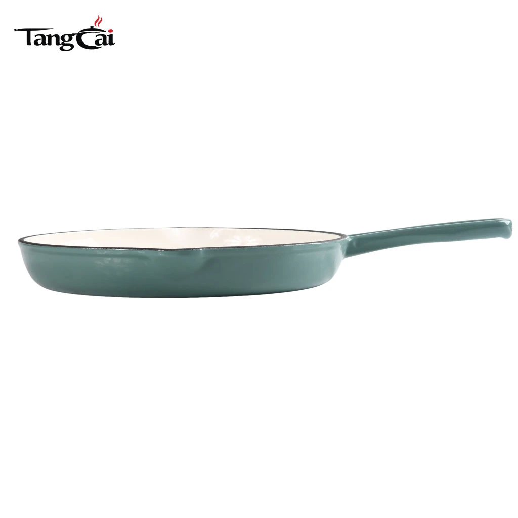 Vente directe d'usine 10&nbsp;pouces 26&nbsp;cm Po&ecirc;le ronde en fonte &eacute;maill&eacute;e de couleur bleu sarcelle pour les marques et les d&eacute;taillants
