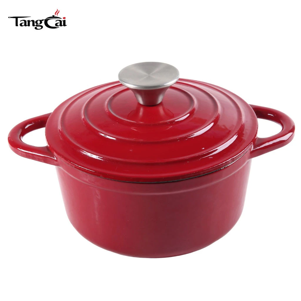 Four hollandaise en fonte &eacute;maill&eacute;e rouge, capacit&eacute; de 4,5&nbsp;L, marmite profonde pour braiser Rago&ucirc;t de r&ocirc;tissage