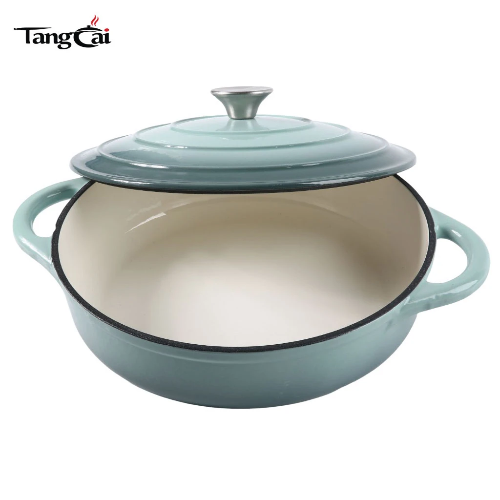 Cocottes en fonte &eacute;maill&eacute;e color&eacute;e de 3,5&nbsp;QT, braisi&egrave;re peu profonde avec couvercle