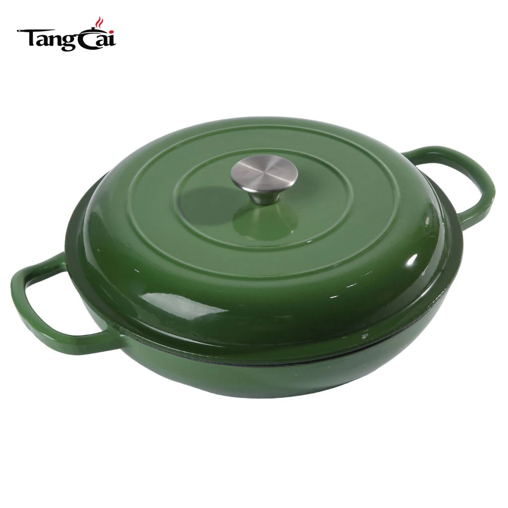 Conception leader du march&eacute;&nbsp;3,8&nbsp;QT&nbsp;30&nbsp;cm de cocotte en fonte peu profonde avec rev&ecirc;tement en &eacute;mail