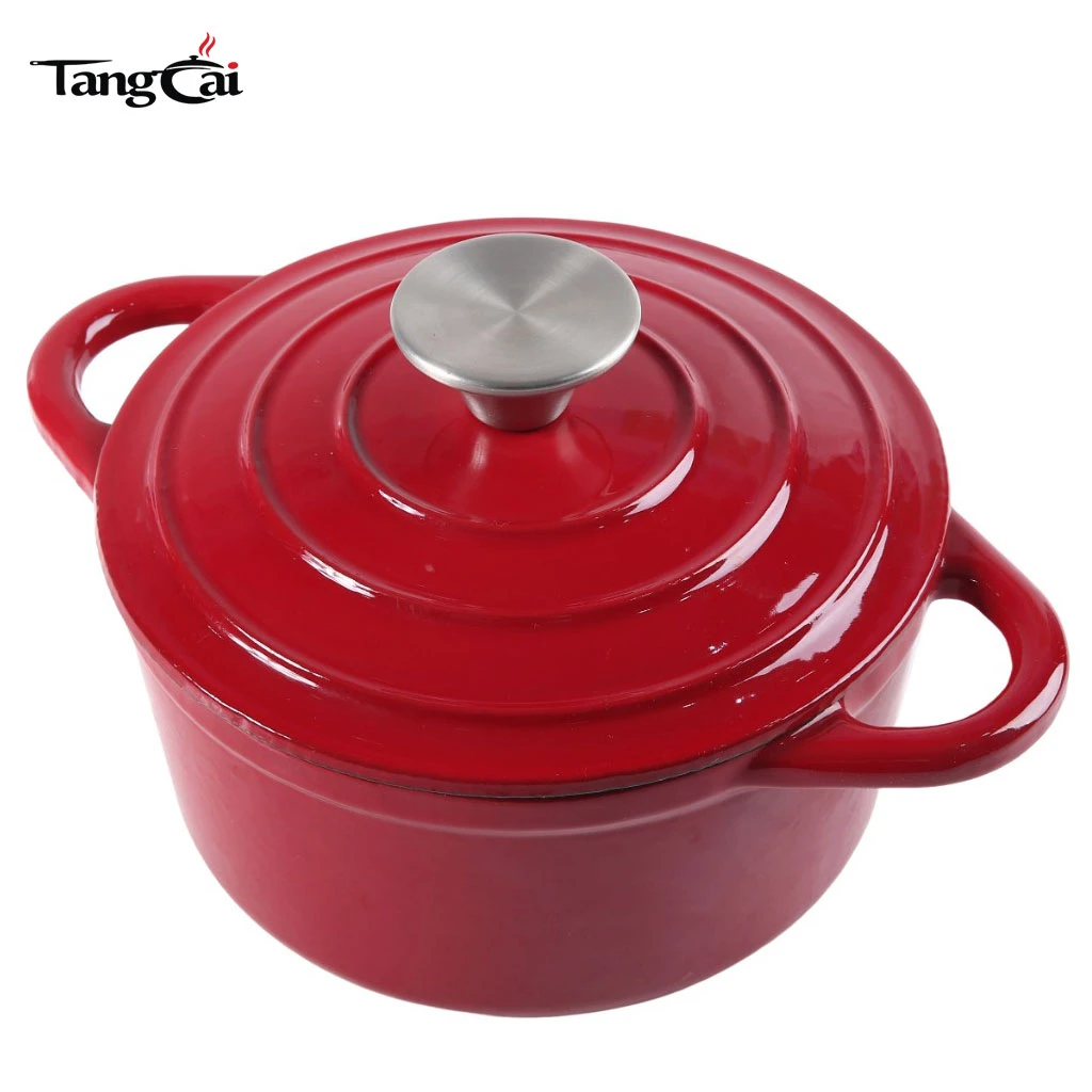 Four hollandaise en fonte &eacute;maill&eacute;e rouge, capacit&eacute; de 4,5&nbsp;L, marmite profonde pour braiser Rago&ucirc;t de r&ocirc;tissage