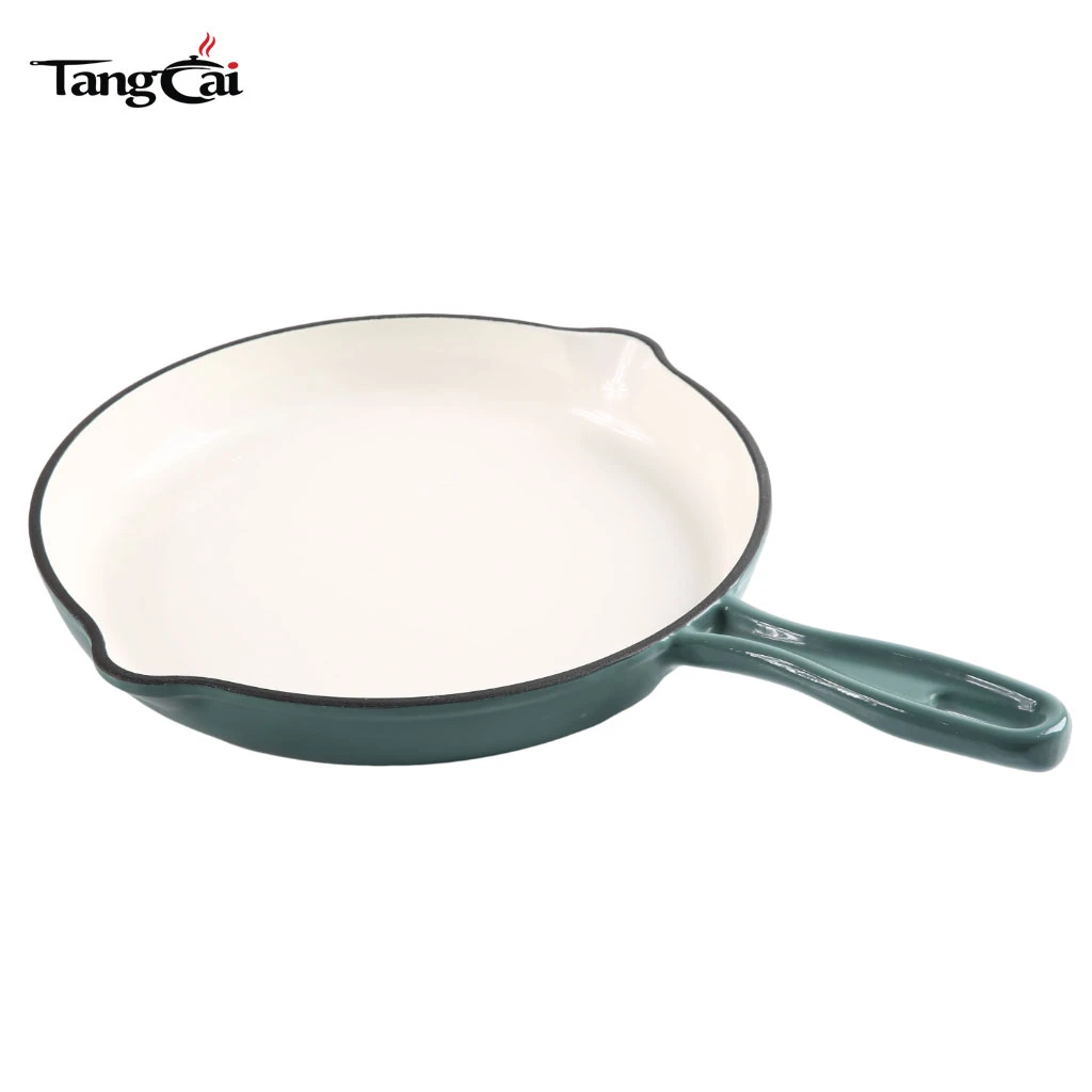 Vente directe d'usine 10&nbsp;pouces 26&nbsp;cm Po&ecirc;le ronde en fonte &eacute;maill&eacute;e de couleur bleu sarcelle pour les marques et les d&eacute;taillants