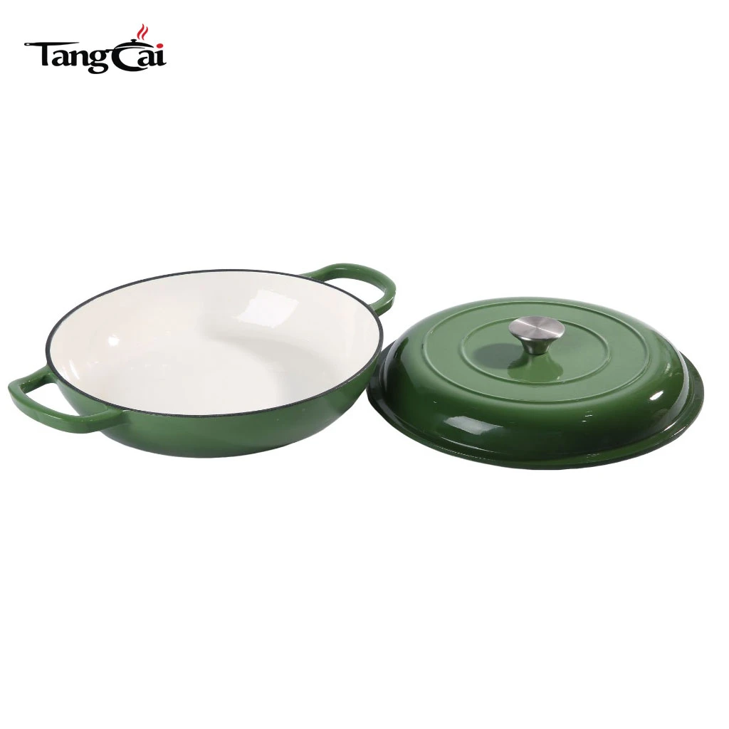 Conception leader du march&eacute;&nbsp;3,8&nbsp;QT&nbsp;30&nbsp;cm de cocotte en fonte peu profonde avec rev&ecirc;tement en &eacute;mail