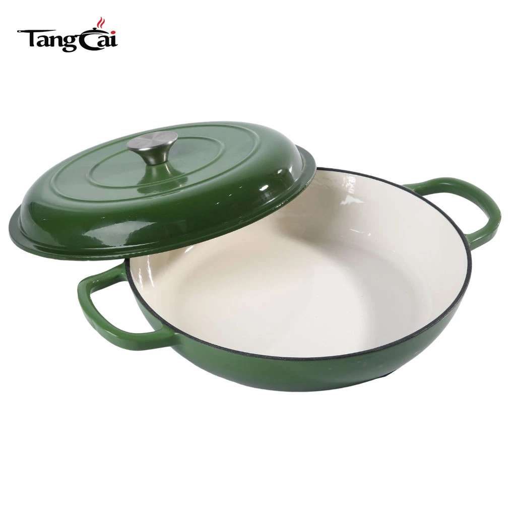 Conception leader du march&eacute;&nbsp;3,8&nbsp;QT&nbsp;30&nbsp;cm de cocotte en fonte peu profonde avec rev&ecirc;tement en &eacute;mail