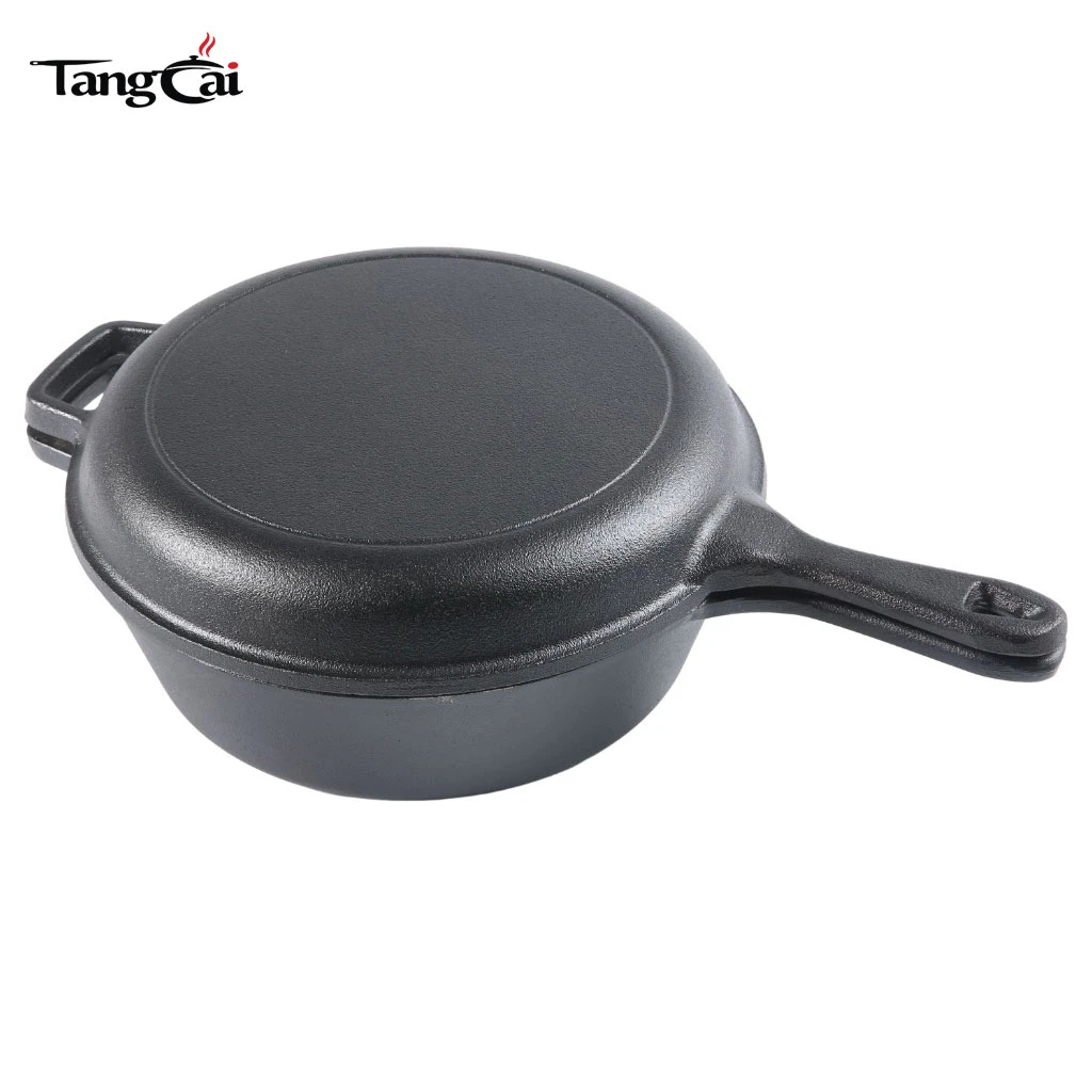 Cuisini&egrave;re combin&eacute;e en fonte sans PFAS, four hollandais 2-en-1 de 3,2&nbsp;litres et po&ecirc;le de 10&nbsp;pouces pour la cuisson au levain, la friture et le camping
