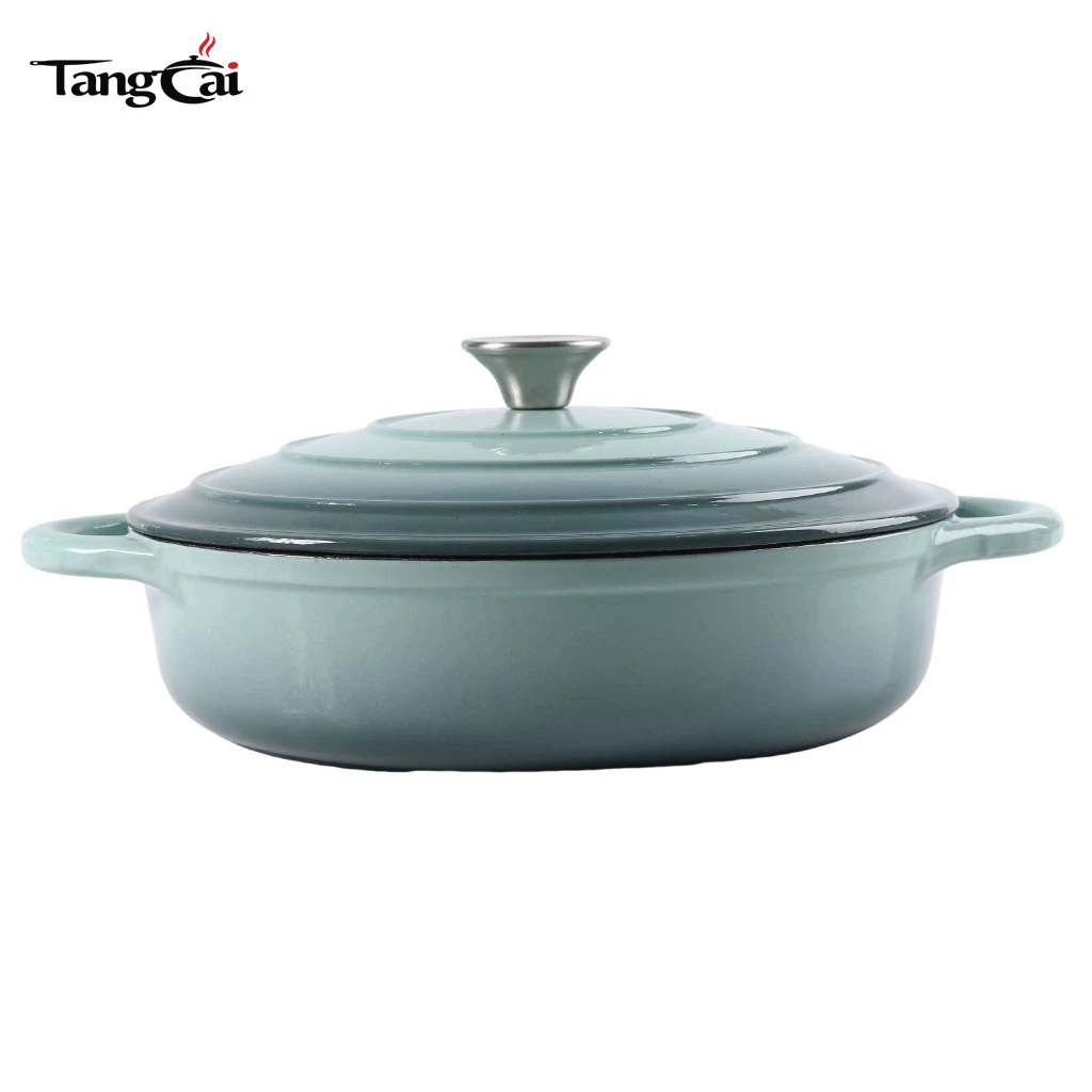 Cocottes en fonte &eacute;maill&eacute;e color&eacute;e de 3,5&nbsp;QT, braisi&egrave;re peu profonde avec couvercle