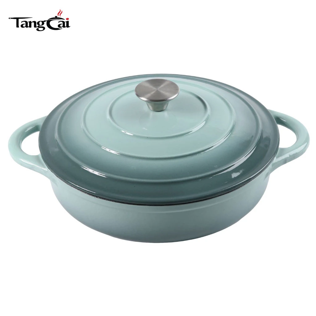 Cocottes en fonte &eacute;maill&eacute;e color&eacute;e de 3,5&nbsp;QT, braisi&egrave;re peu profonde avec couvercle