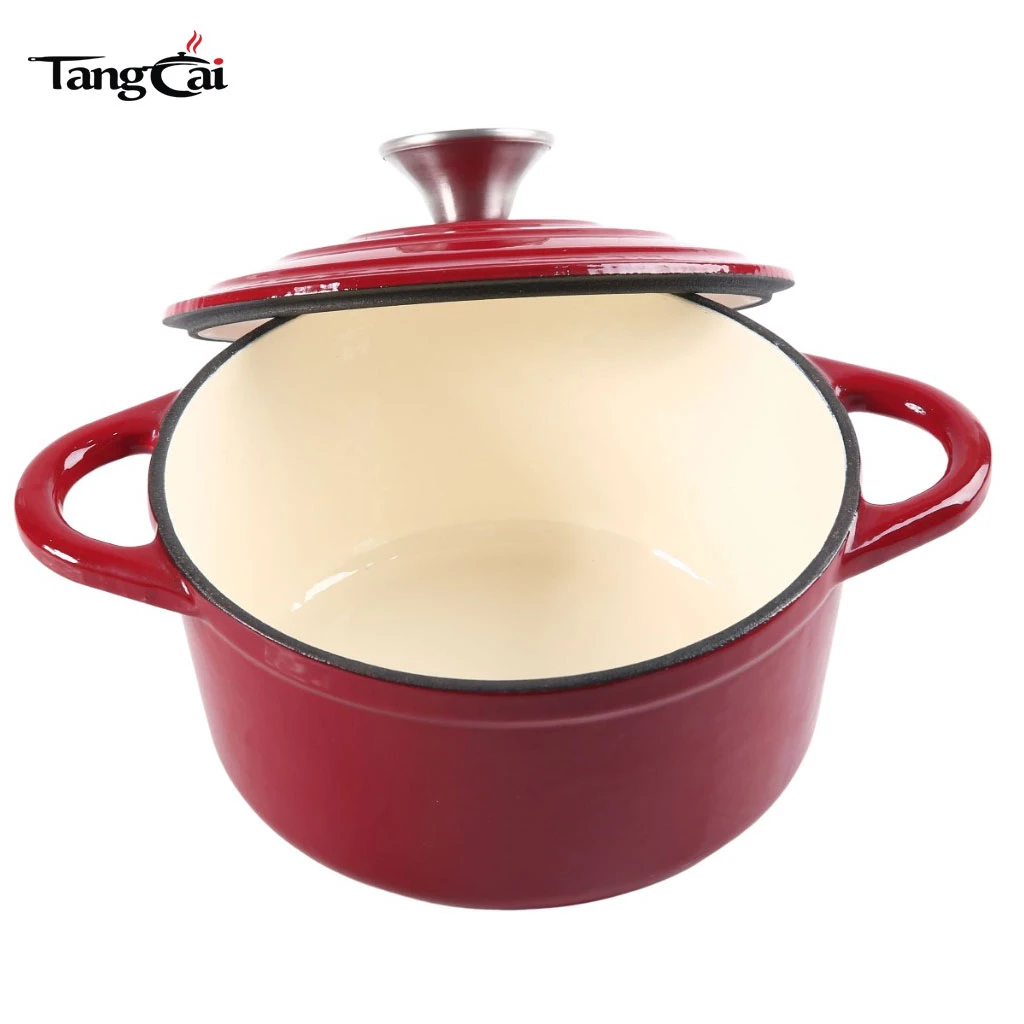 Four hollandaise en fonte &eacute;maill&eacute;e rouge, capacit&eacute; de 4,5&nbsp;L, marmite profonde pour braiser Rago&ucirc;t de r&ocirc;tissage