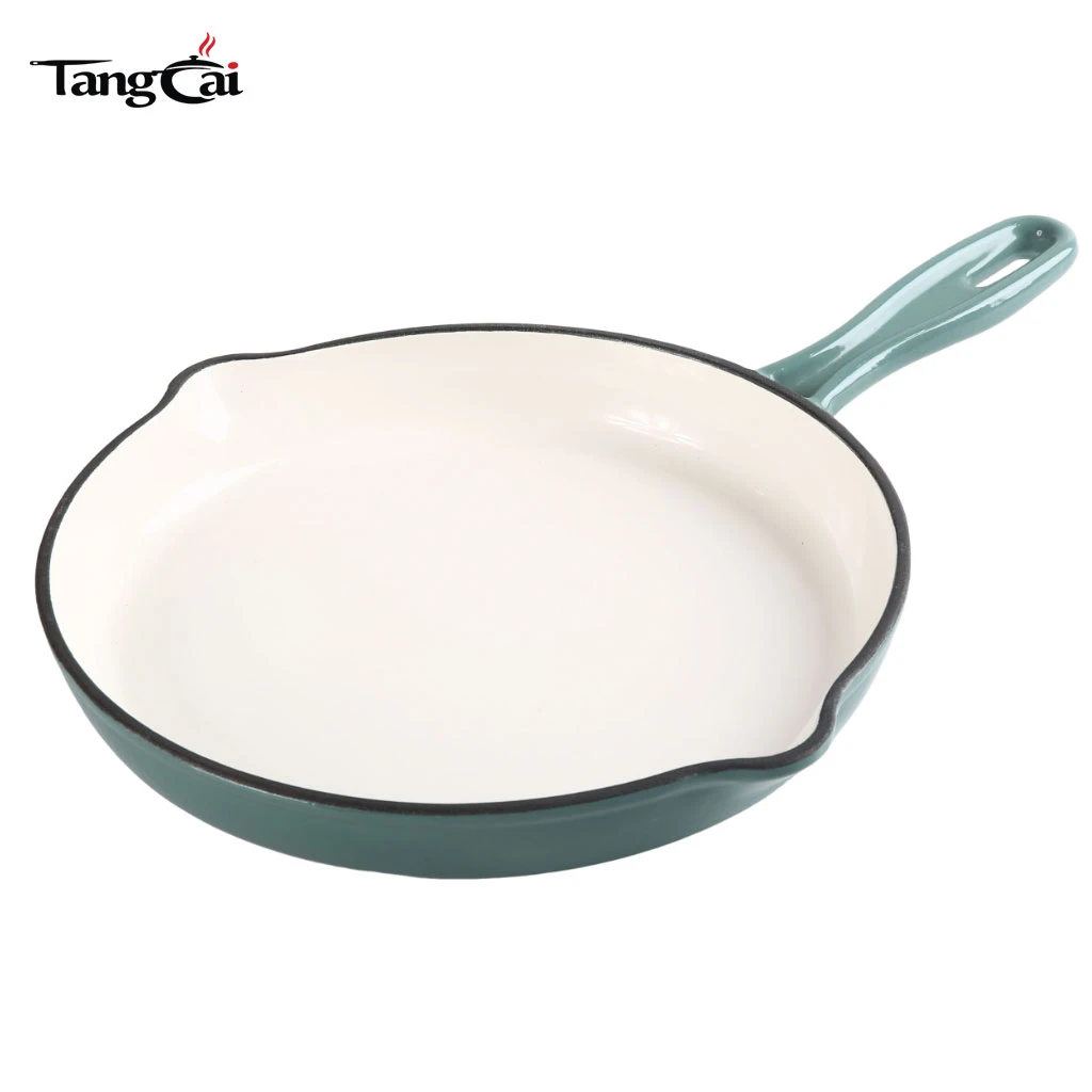 Vente directe d'usine 10&nbsp;pouces 26&nbsp;cm Po&ecirc;le ronde en fonte &eacute;maill&eacute;e de couleur bleu sarcelle pour les marques et les d&eacute;taillants