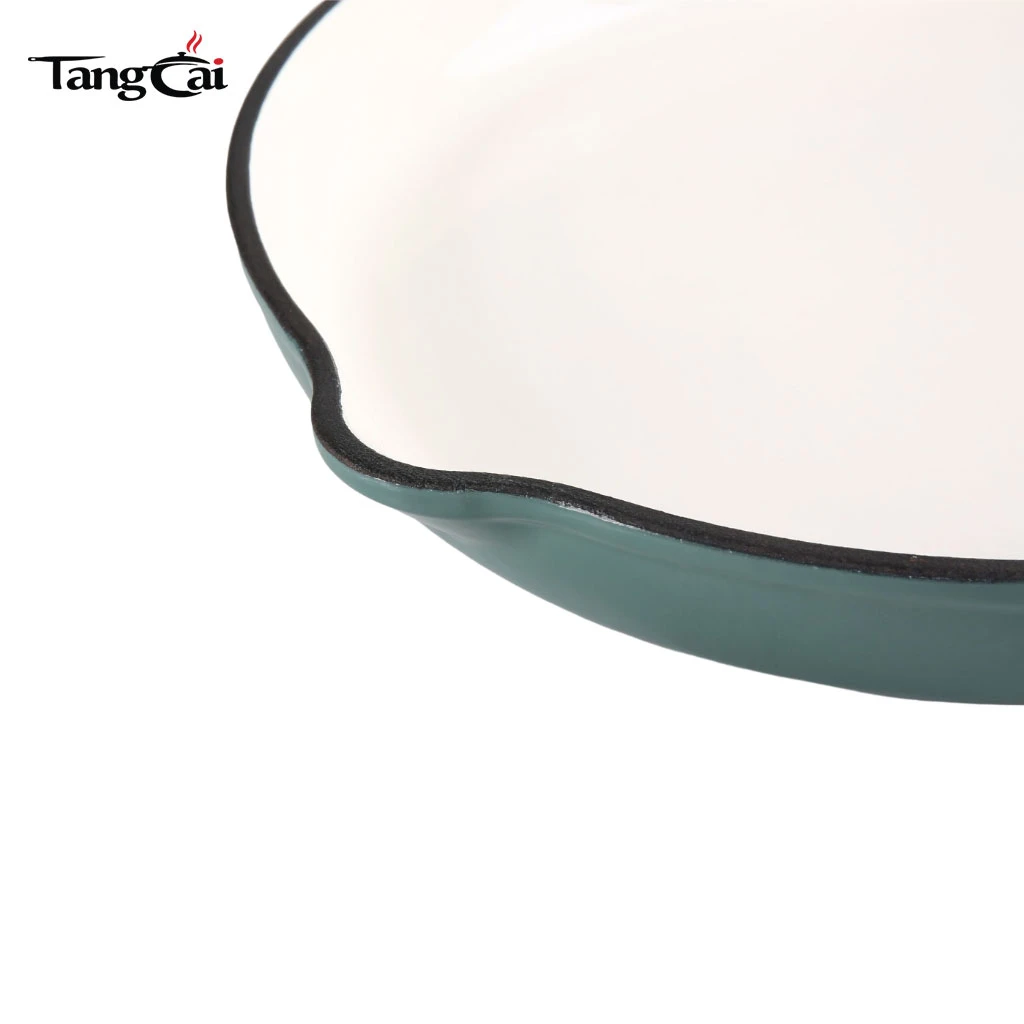 Vente directe d'usine 10&nbsp;pouces 26&nbsp;cm Po&ecirc;le ronde en fonte &eacute;maill&eacute;e de couleur bleu sarcelle pour les marques et les d&eacute;taillants