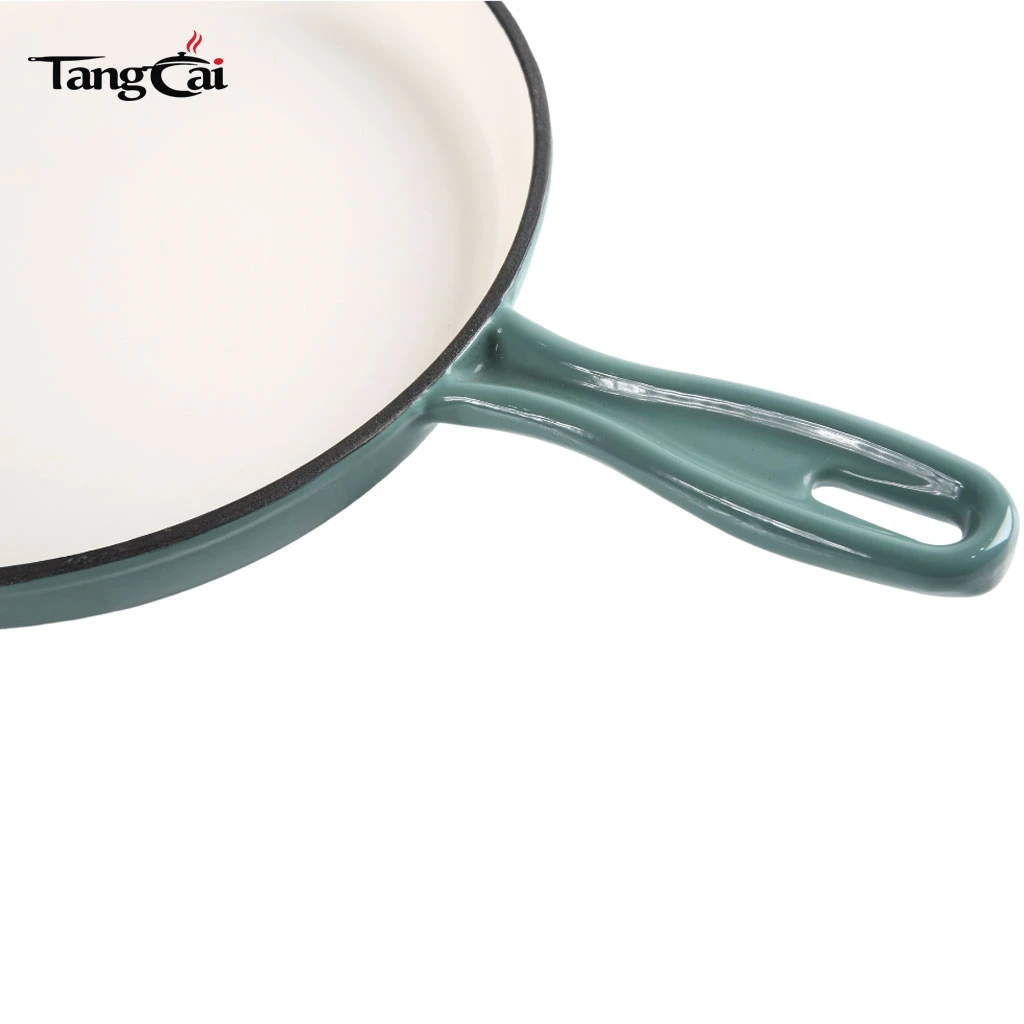 Vente directe d'usine 10&nbsp;pouces 26&nbsp;cm Po&ecirc;le ronde en fonte &eacute;maill&eacute;e de couleur bleu sarcelle pour les marques et les d&eacute;taillants