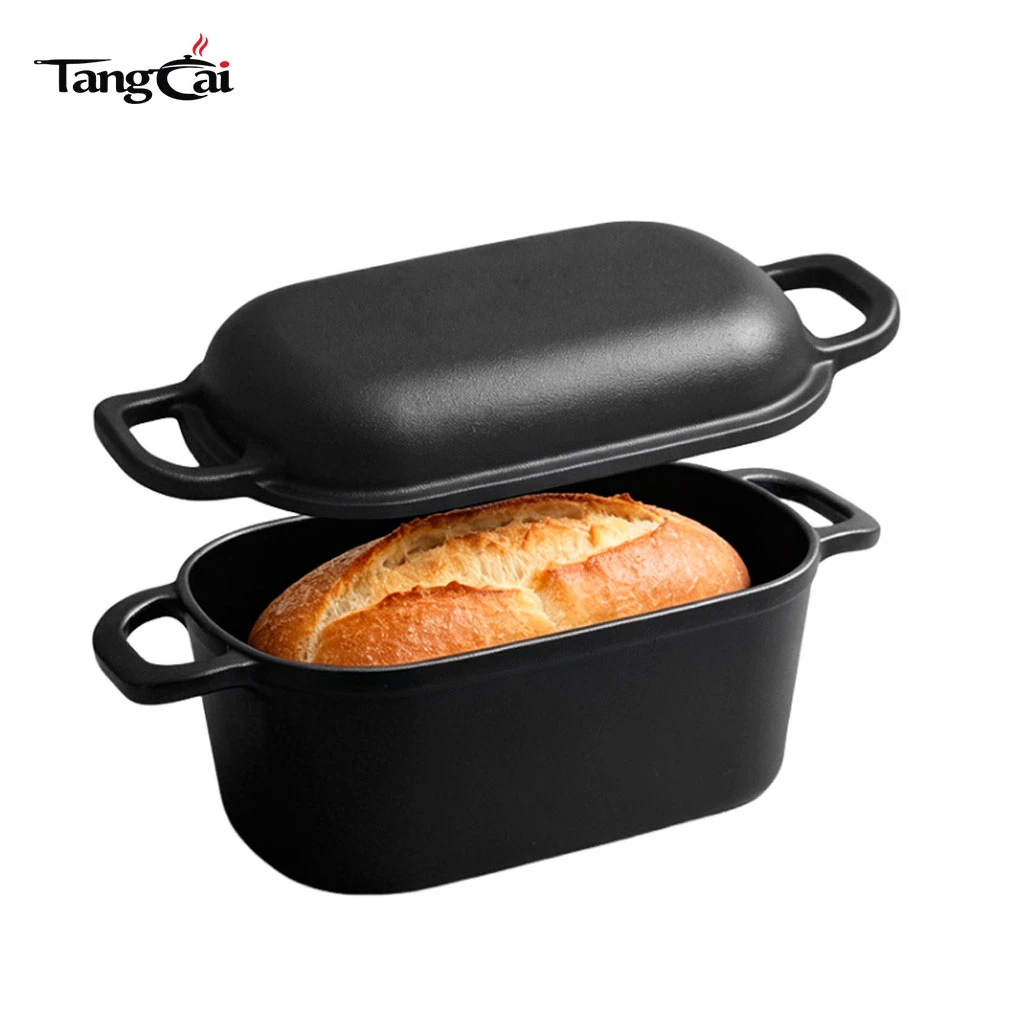 Four hollandais ovale 4QT pour la cuisson du pain Moules &agrave; pain en fonte antiadh&eacute;sive pour la cuisson au levain