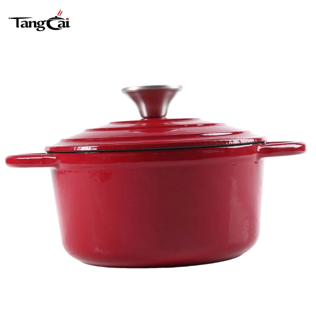 Four hollandaise en fonte &eacute;maill&eacute;e rouge, capacit&eacute; de 4,5&nbsp;L, marmite profonde pour braiser Rago&ucirc;t de r&ocirc;tissage