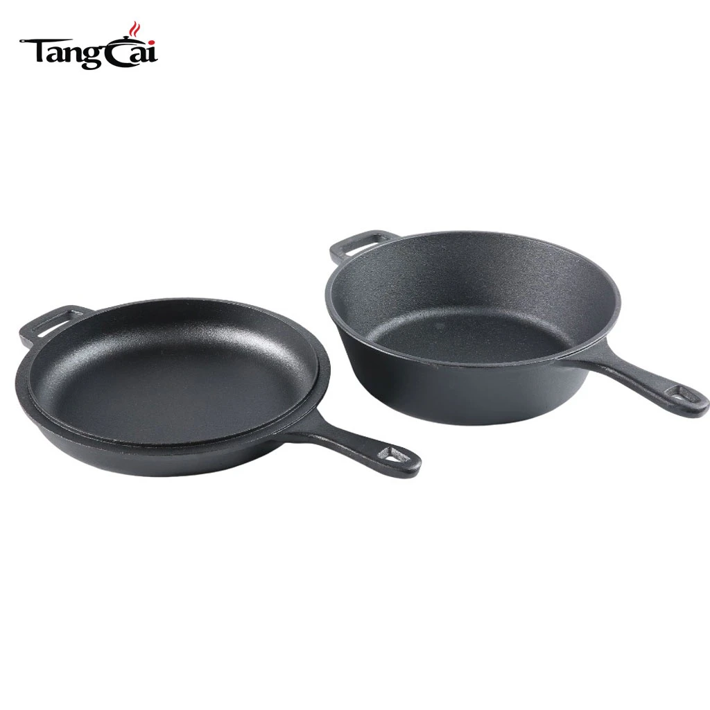 Cuisini&egrave;re combin&eacute;e en fonte sans PFAS, four hollandais 2-en-1 de 3,2&nbsp;litres et po&ecirc;le de 10&nbsp;pouces pour la cuisson au levain, la friture et le camping