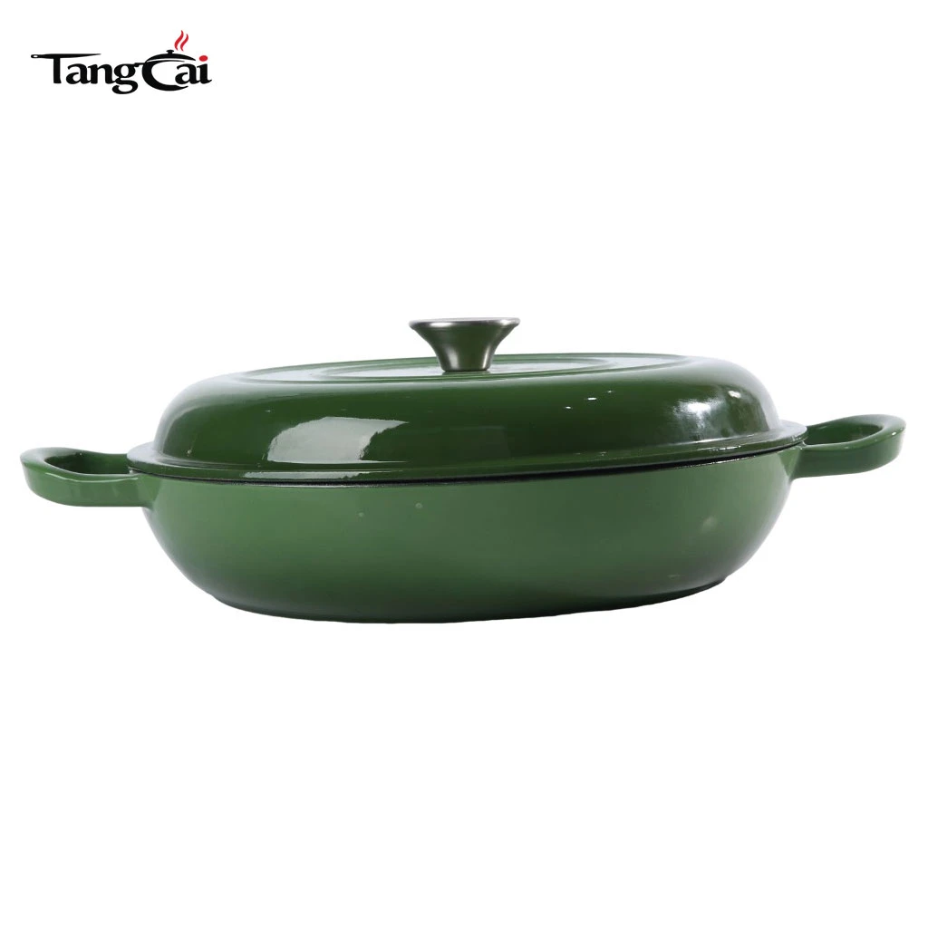 Conception leader du march&eacute;&nbsp;3,8&nbsp;QT&nbsp;30&nbsp;cm de cocotte en fonte peu profonde avec rev&ecirc;tement en &eacute;mail