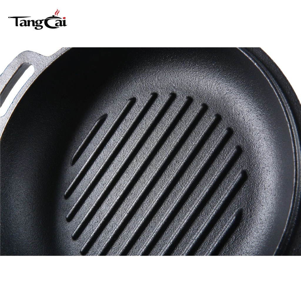 Batterie de cuisine en fonte 2-en-1 pr&eacute;-assaisonn&eacute;e en fonte double au design tendance - Cuiseur combin&eacute;e casserole et po&ecirc;le allant au four