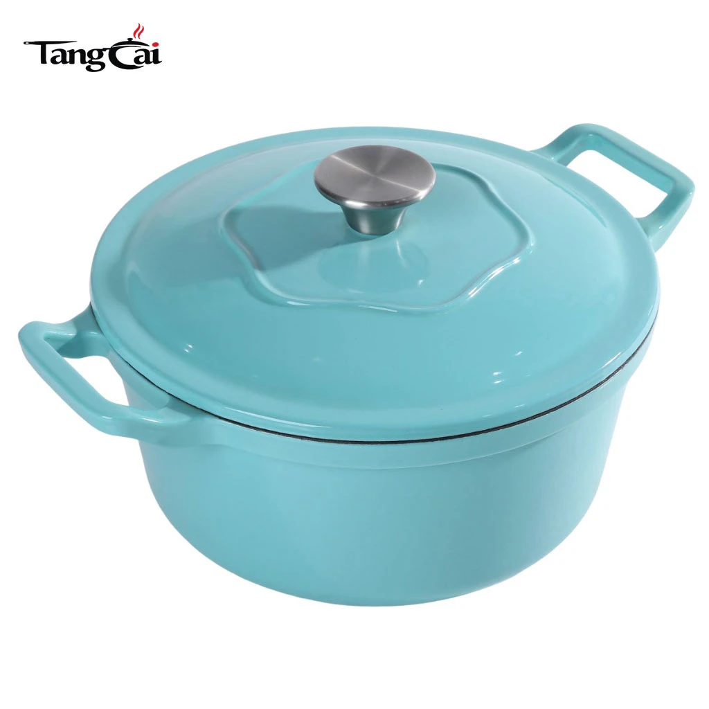 Four hollandaise ronde classique en fonte &eacute;maill&eacute;e de 5&nbsp;QT&nbsp;- Cocotte bleue Tiffany Pot &agrave; soupe pour la cuisson du pain au levain