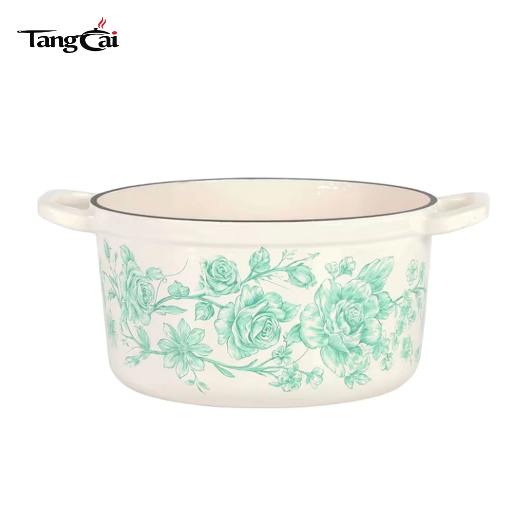 Tendances 2026&nbsp;2026&nbsp;Verrette florale Vintage Floral&nbsp;5&nbsp;QT Cocotte antiadh&eacute;sive en fonte &eacute;maill&eacute;e avec couvercle pour marques et marques priv&eacute;es