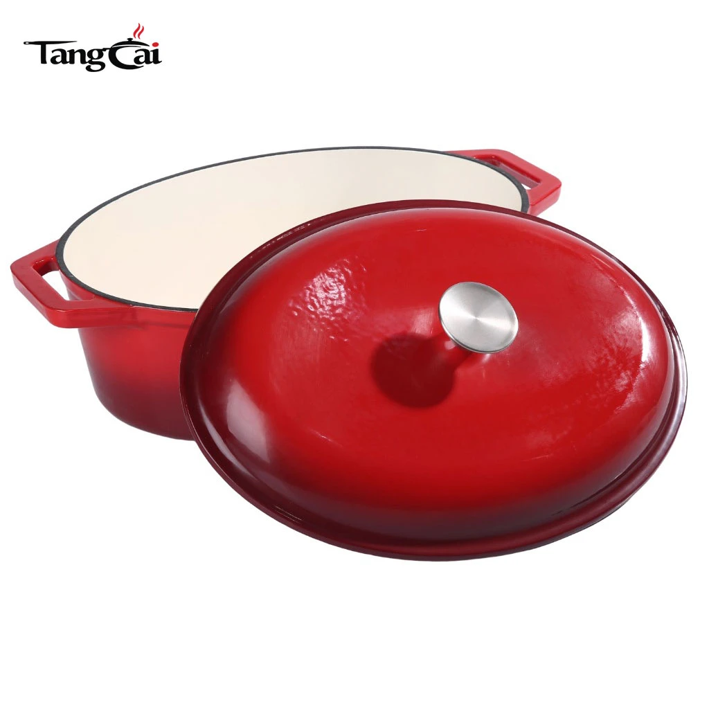 Four hollandaise en fonte &eacute;maill&eacute;e de tr&egrave;s grande capacit&eacute; sur mesure, cocotte ovale de grande taille Pot avec couvercle