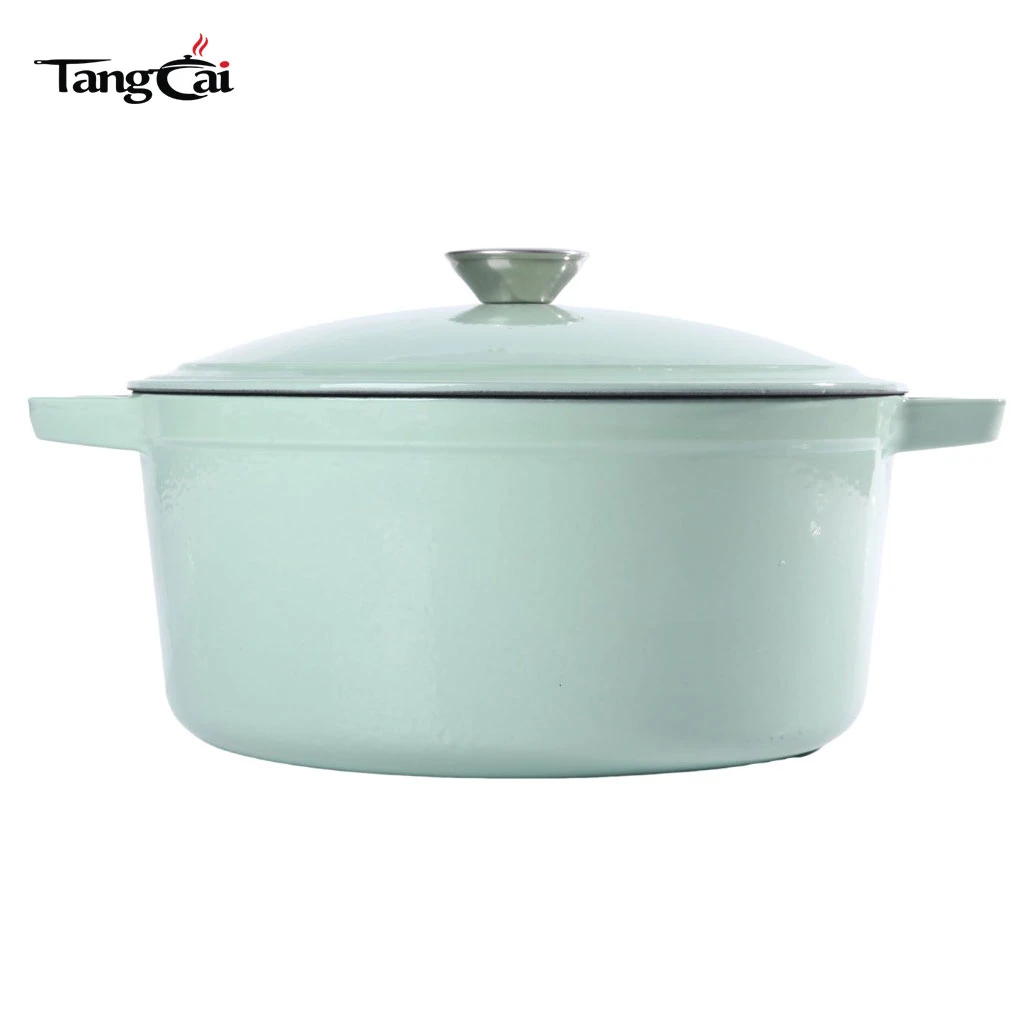 Marmite ronde en fonte &eacute;maill&eacute;e de style moderne de 5,5 QT avec couvercle