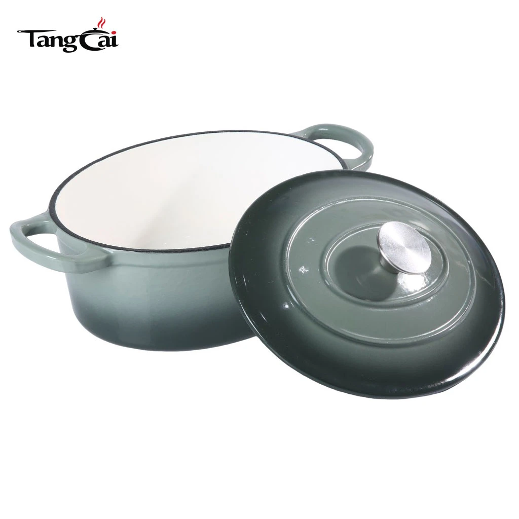 Four hollandaise en fonte &eacute;maill&eacute;e ovale de grande capacit&eacute; de 6,5 QT, marmite robuste de grande taille pour la cuisine familiale
