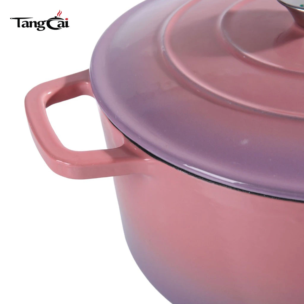 Four hollandaise en fonte &eacute;maill&eacute;e ronde personnalis&eacute;e de 5,5 QT avec couvercle, cocotte antiadh&eacute;sive pour la cuisson du pain au levain