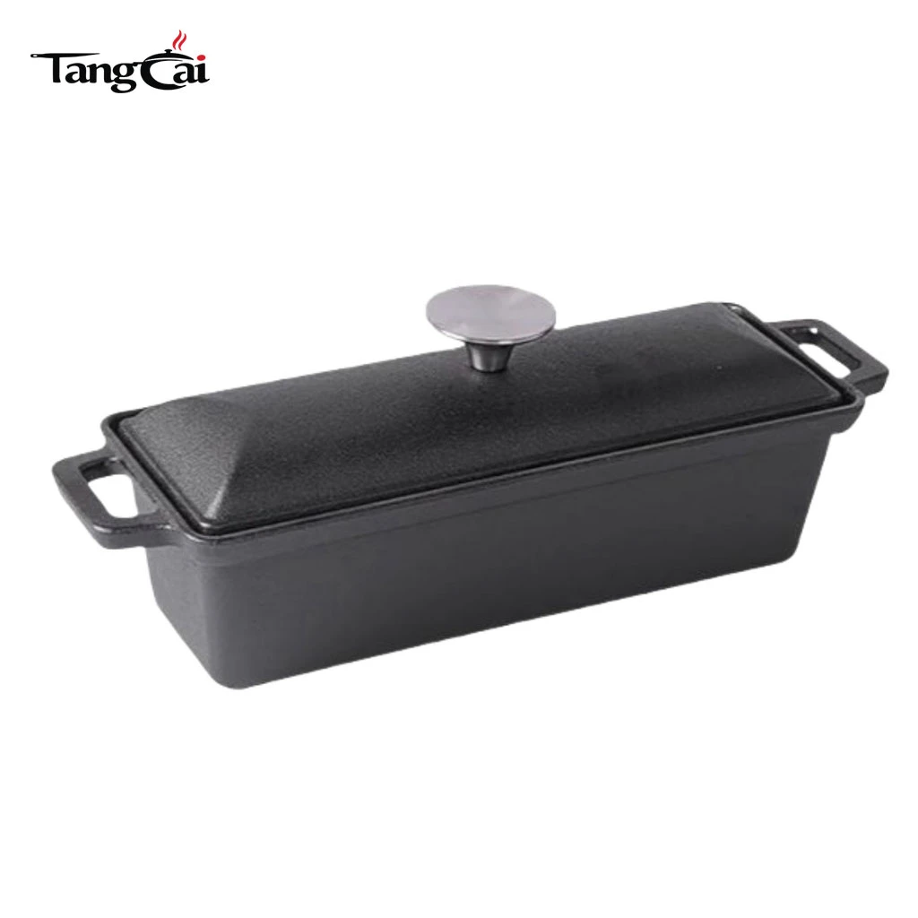 Four &agrave; pain rectangulaire en fonte, pain pleine grandeur de 10" x 5" - Cloche &agrave; pain pour four hollandais avec couvercle &agrave; circulation de vapeur pour une cuisson parfaite du pain au levain
