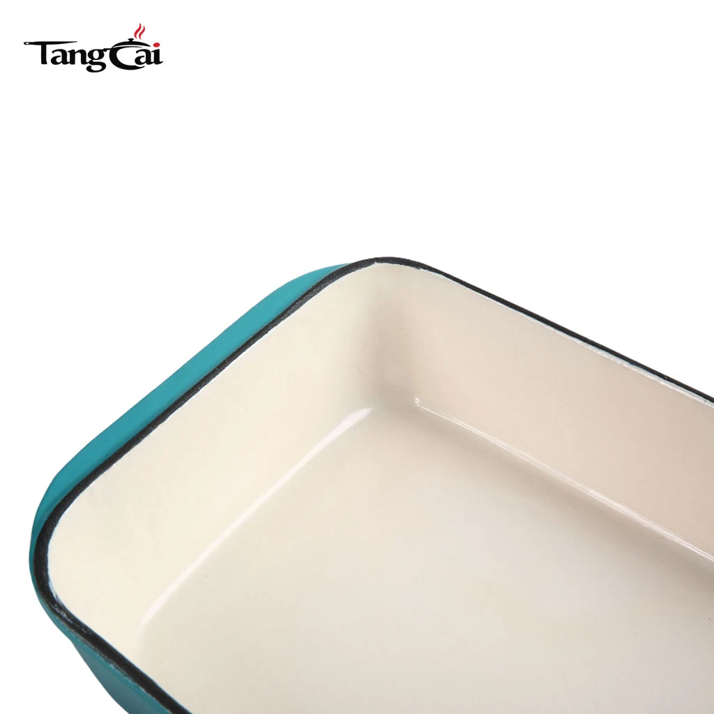 R&ocirc;tissoire en fonte &eacute;maill&eacute;e couleur sarcelle personnalis&eacute;e - Cocotte rectangulaire pour fruits de mer