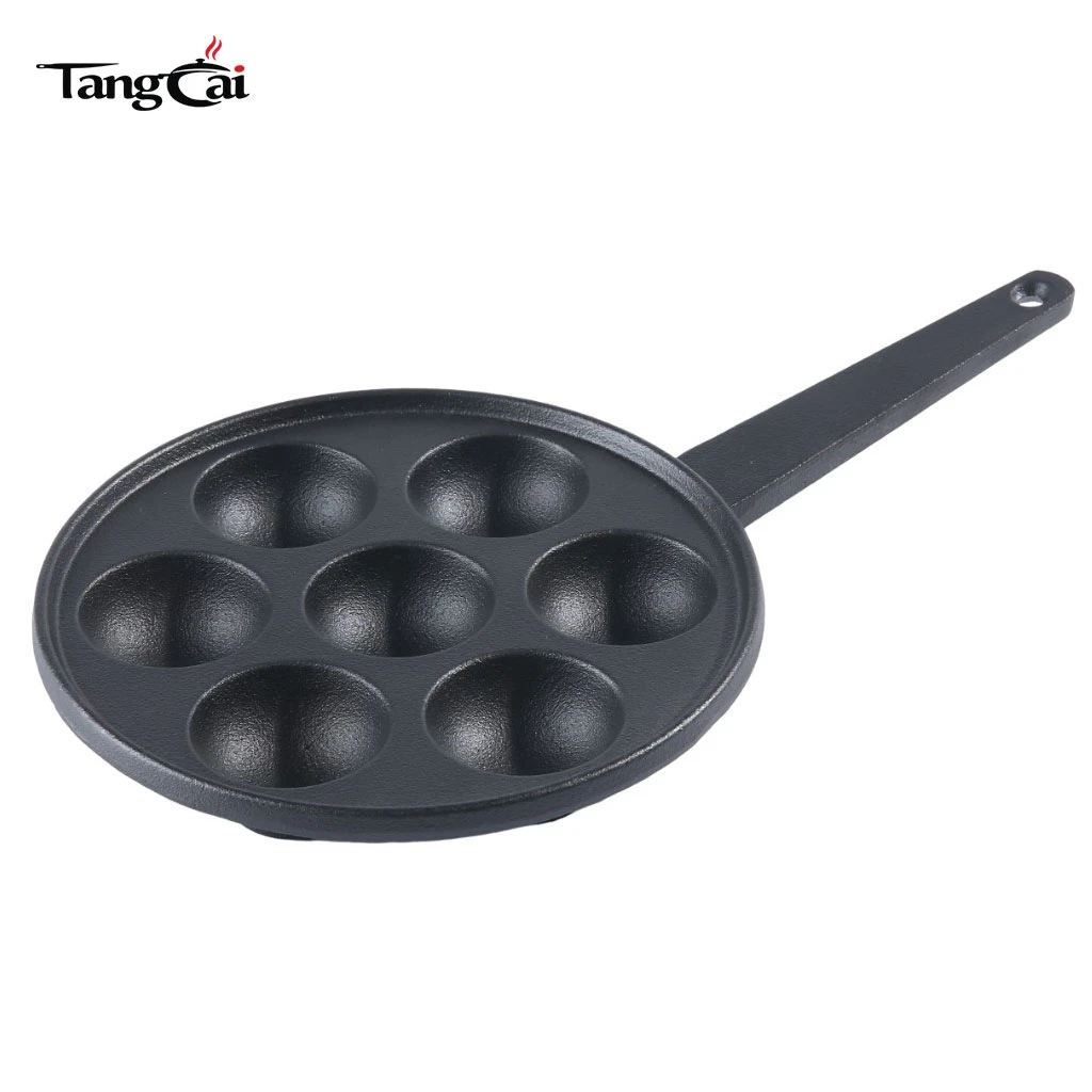 Po&ecirc;le Takoyaki en fonte &agrave; 7 trous, po&ecirc;le &agrave; griller antiadh&eacute;sive pr&eacute;-assaisonn&eacute;e pour boules de poulpe, choux de cr&ecirc;pes
