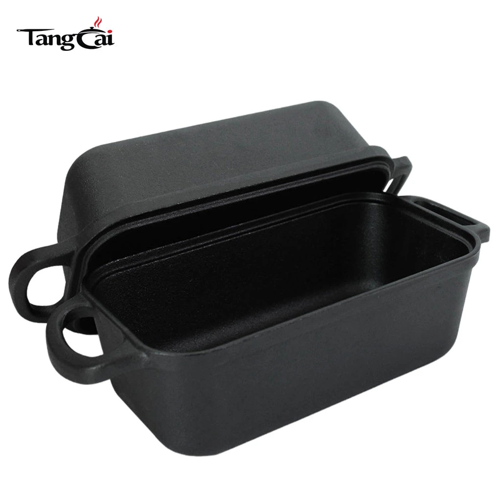 Moule &agrave; pain rectangulaire en fonte 2&nbsp;en&nbsp;1 avec couvercle, cuiseur combin&eacute; multi-usage pour la cuisson du pain 9&nbsp;x&nbsp;5&nbsp;pouces