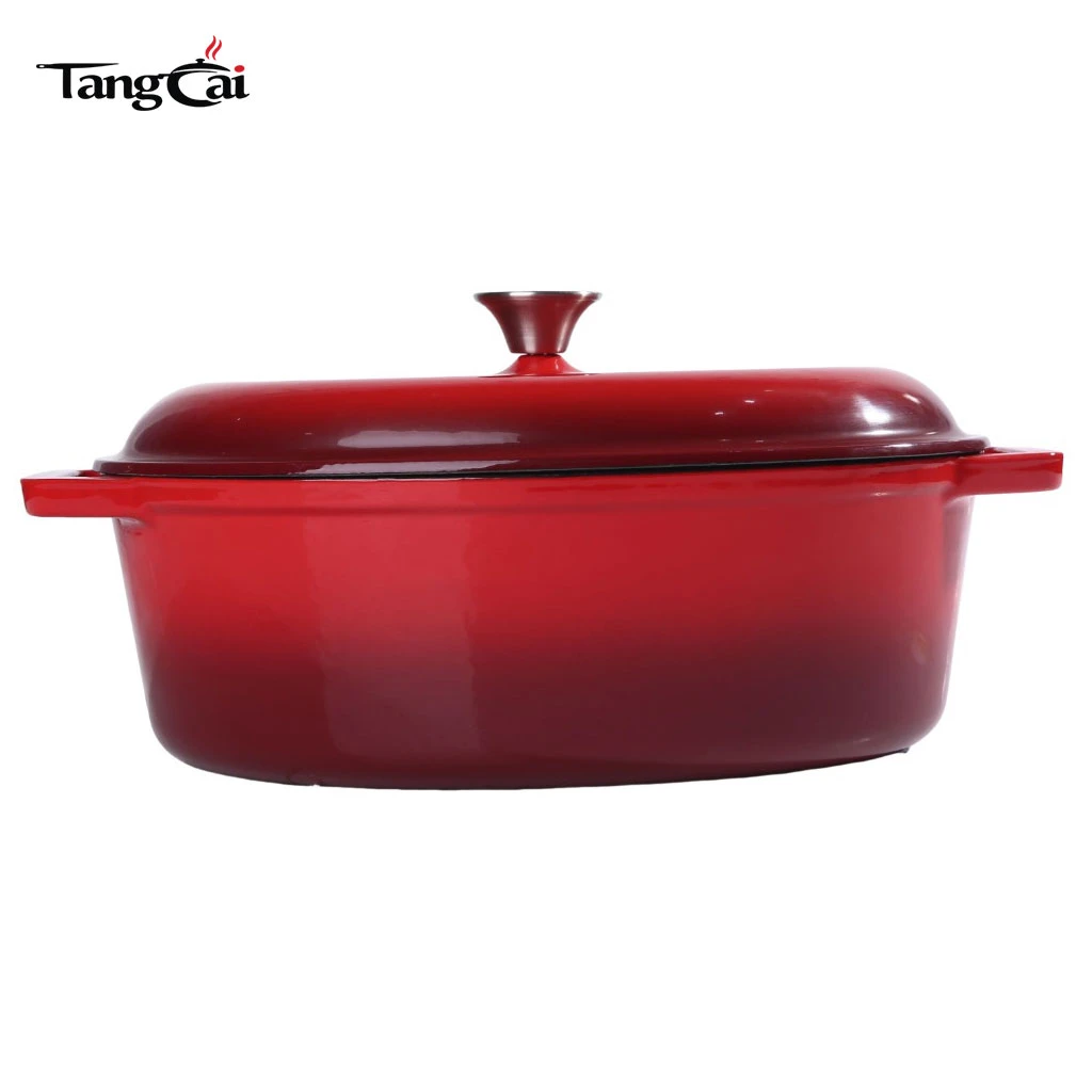 Four hollandaise en fonte &eacute;maill&eacute;e de tr&egrave;s grande capacit&eacute; sur mesure, cocotte ovale de grande taille Pot avec couvercle