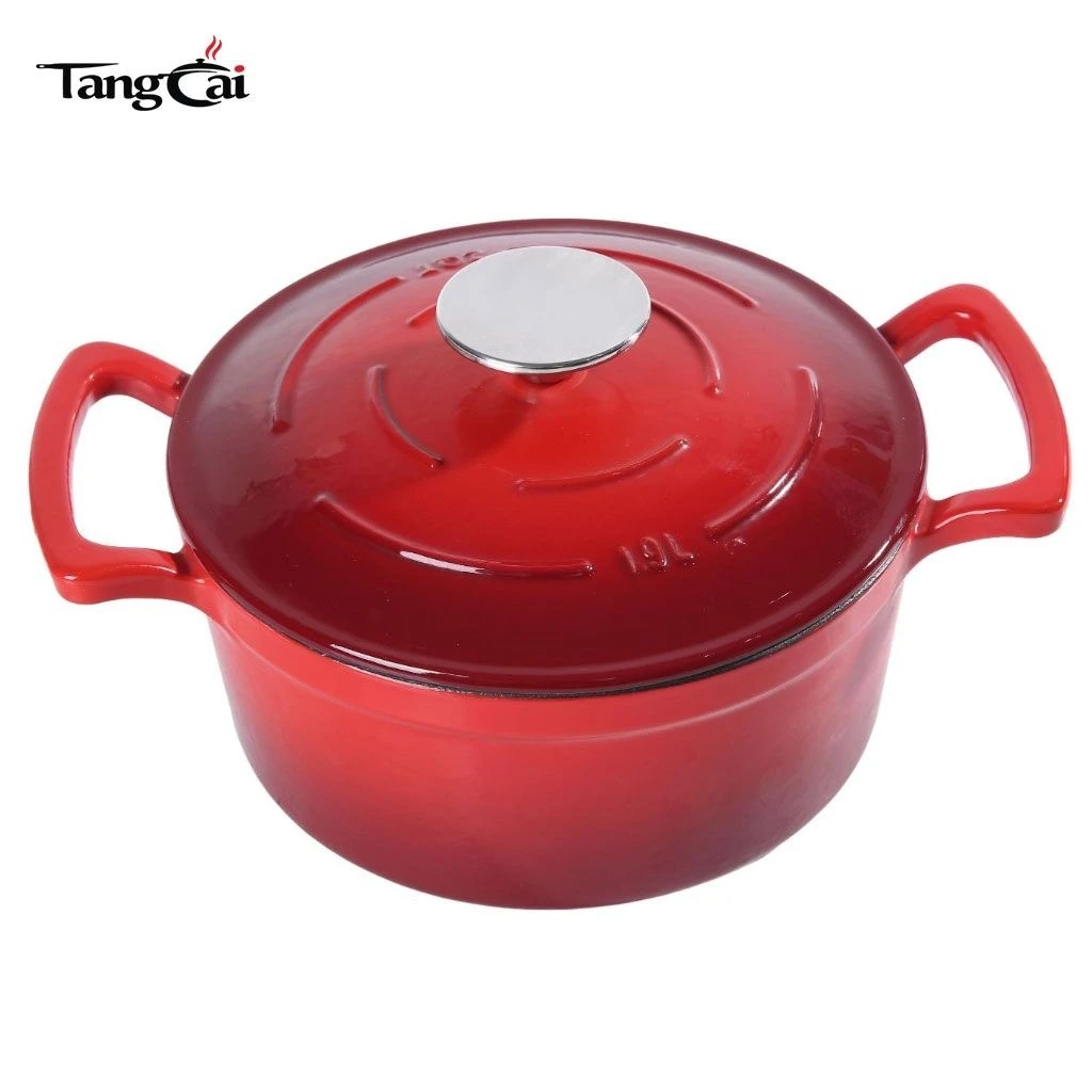 Four hollandaise en fonte &eacute;maill&eacute;e rouge de 5,5&nbsp;QT, batterie de cuisine multifonction