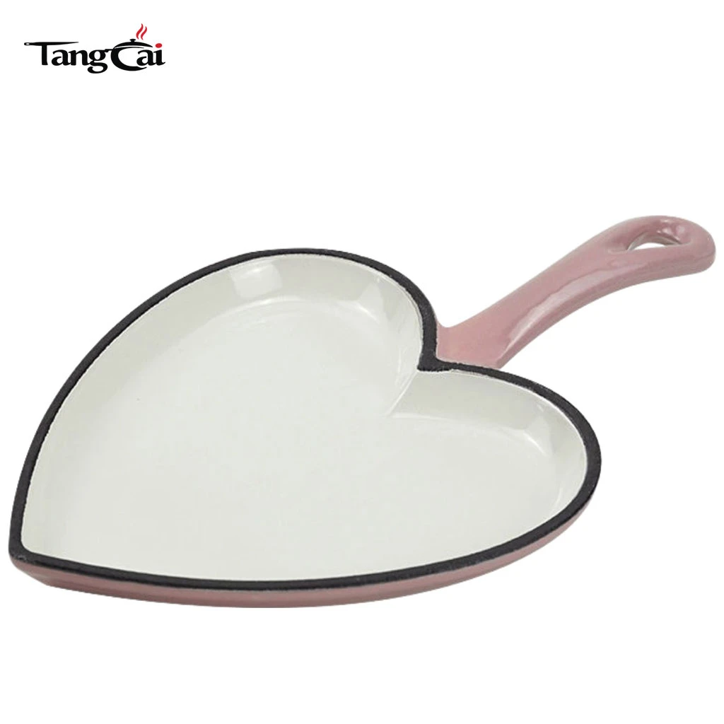 Mini ustensiles de cuisson en forme de c&oelig;ur en fonte &eacute;maill&eacute;e rose Skillet