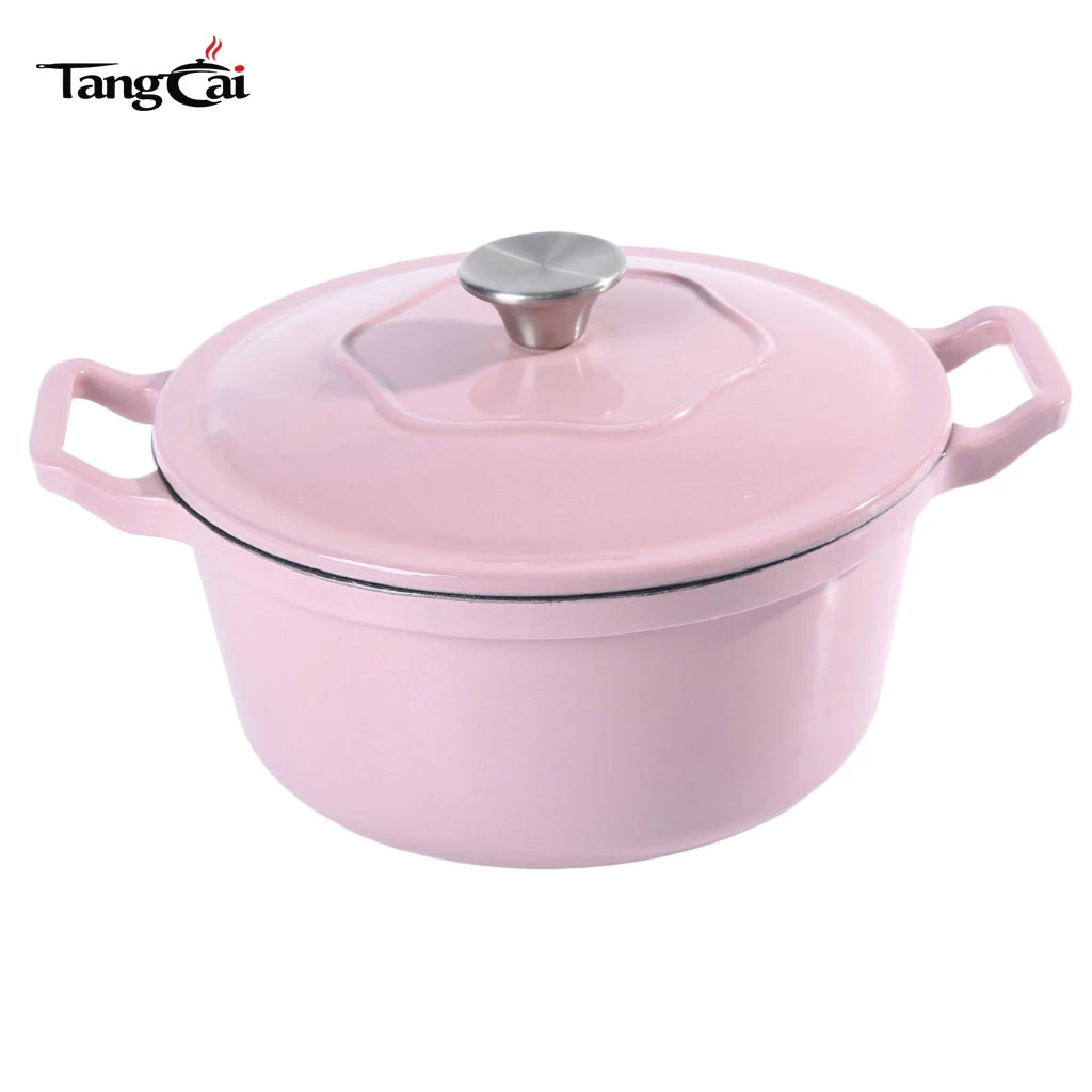 Four hollandais en fonte &eacute;maill&eacute;e de 5,5&nbsp;quarts rose tendance, plusieurs tailles au choix