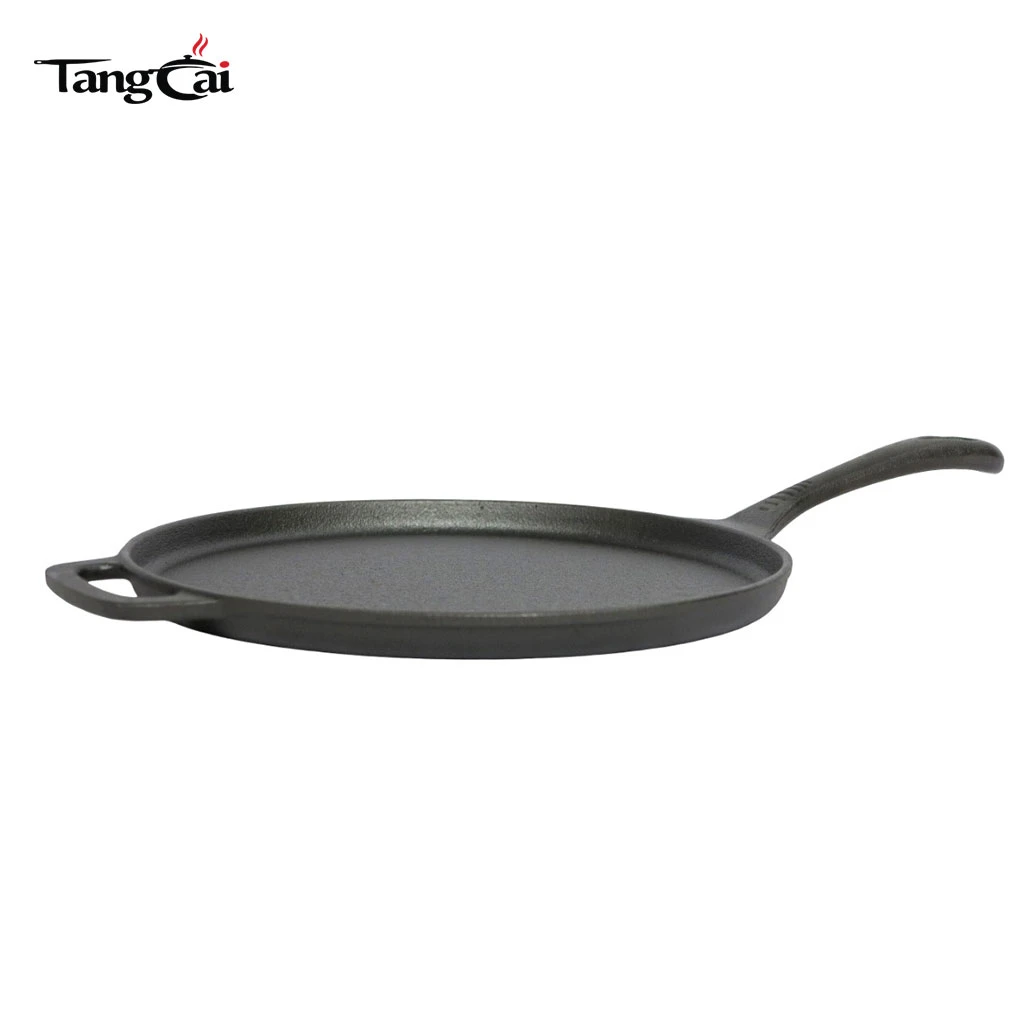 12&nbsp;pouces pr&eacute;-assaisonn&eacute;s Po&ecirc;le plate en fonte, po&ecirc;le ronde &agrave; cr&ecirc;pes et &agrave; pizza avec deux poign&eacute;es, tawa en fonte pour roti, tortillas et petit-d&eacute;jeuner