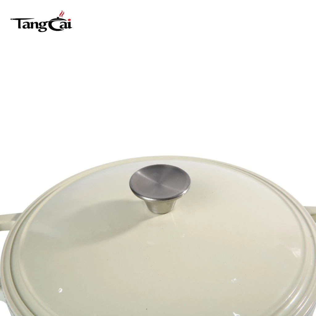 Fouti&egrave;re hollandaise ronde minimaliste en fonte &eacute;maill&eacute;e blanc cr&egrave;me de 5,5&nbsp;quarts Four