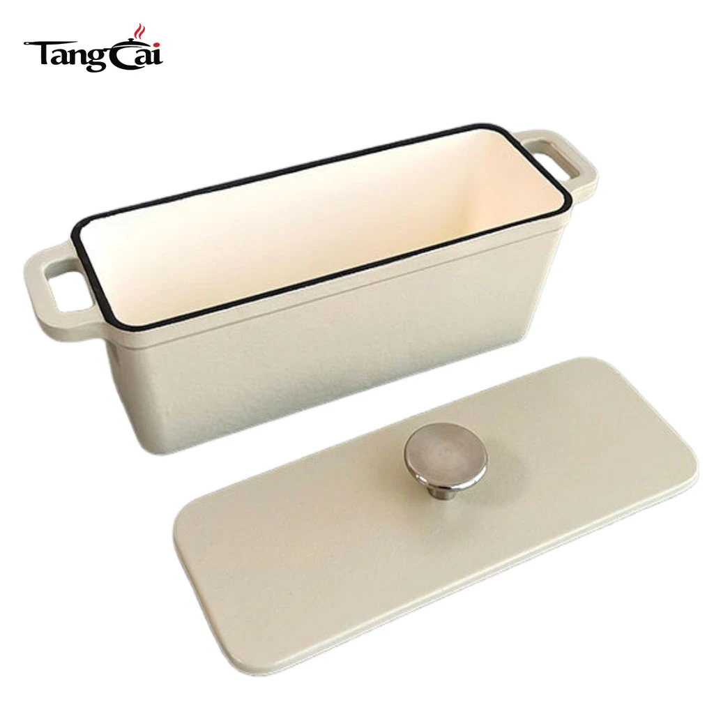 Moule &agrave; pain rectangulaire en fonte &eacute;maill&eacute;e personnalis&eacute;e avec couvercle, moule &agrave; pain de viande polyvalent, four &agrave; pain certifi&eacute; FDA LFGB