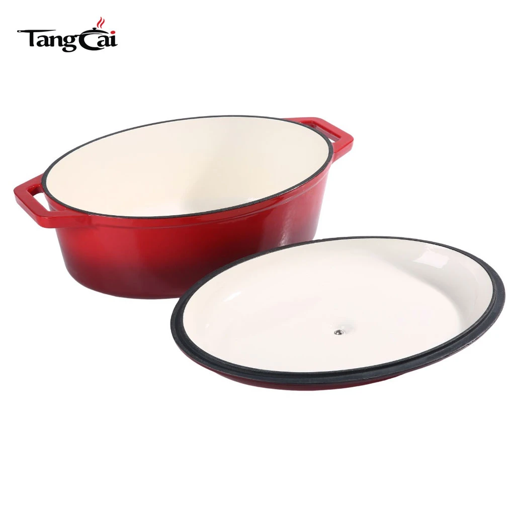 Four hollandaise en fonte &eacute;maill&eacute;e de tr&egrave;s grande capacit&eacute; sur mesure, cocotte ovale de grande taille Pot avec couvercle