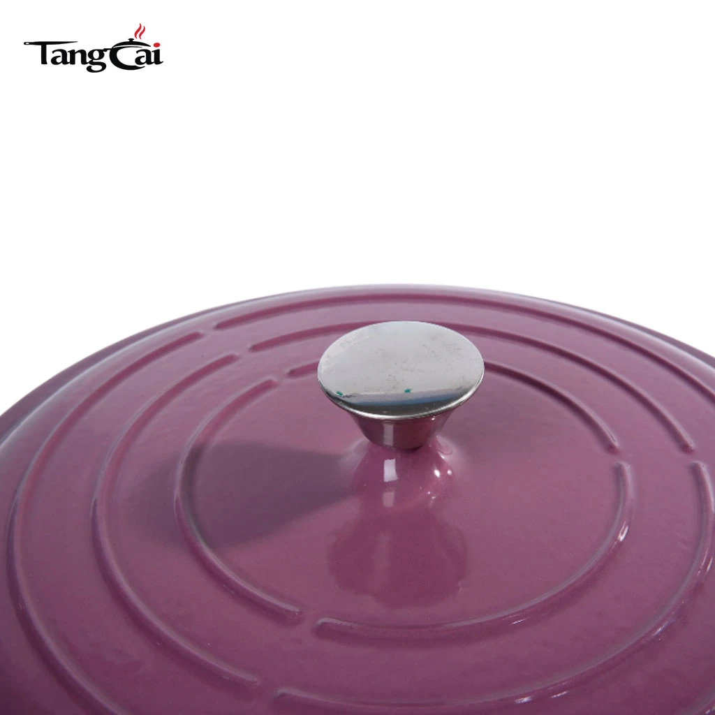 Four hollandaise peu profonde en fonte &eacute;maill&eacute;e violet raisin, cocotte polyvalente pour fruits de mer de 3,8&nbsp;QT