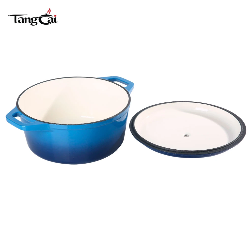 Four hollandaise en fonte &eacute;maill&eacute;e bleue de 6&nbsp;litres, cocotte robuste et braisi&egrave;re avec couvercle
